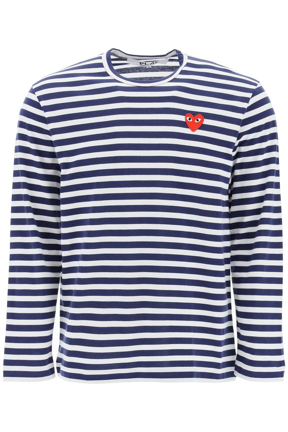Shop Comme Des Garçons Play Striped Long-sleeved T-shirt In White