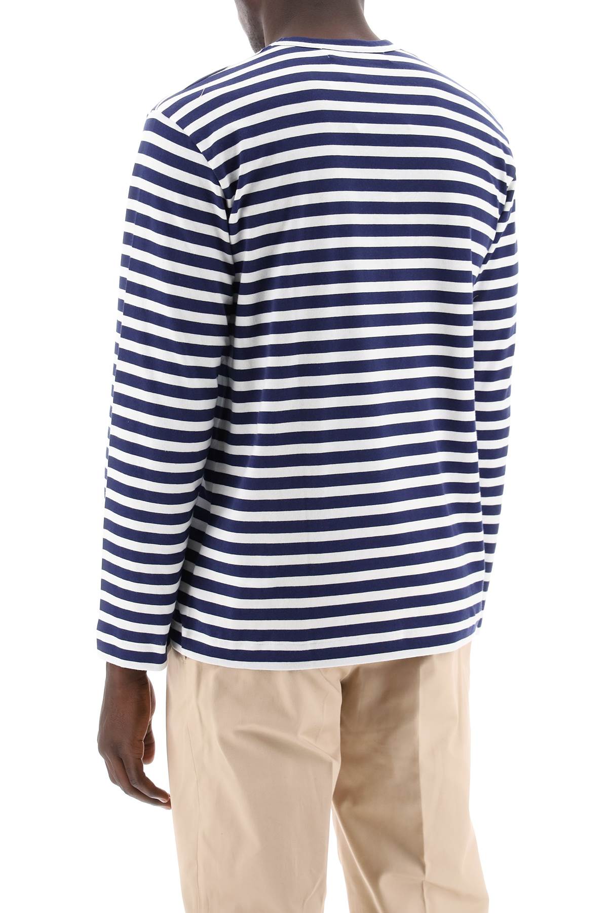 Shop Comme Des Garçons Play Striped Long-sleeved T-shirt In White