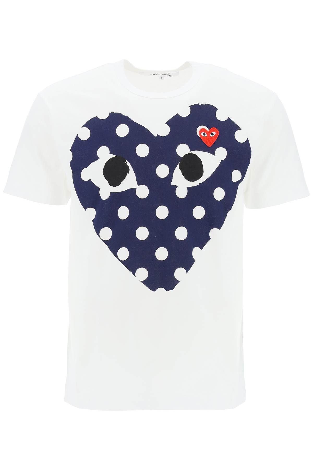 Shop Comme Des Garçons Play "polka Dot Heart Print T-shirt In White