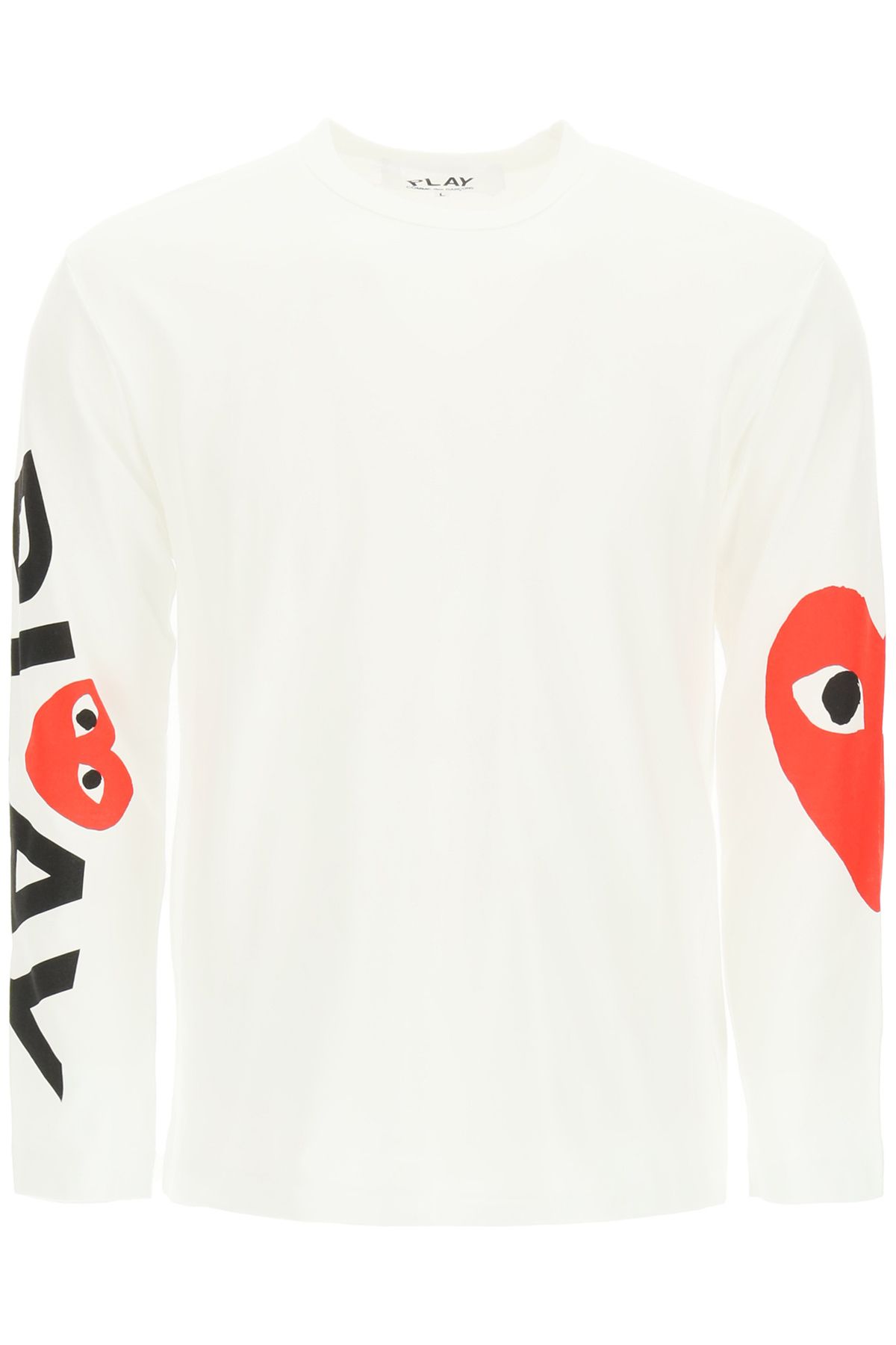 Shop Comme Des Garçons Play Logo Print Long-sleeved T-shirt In White