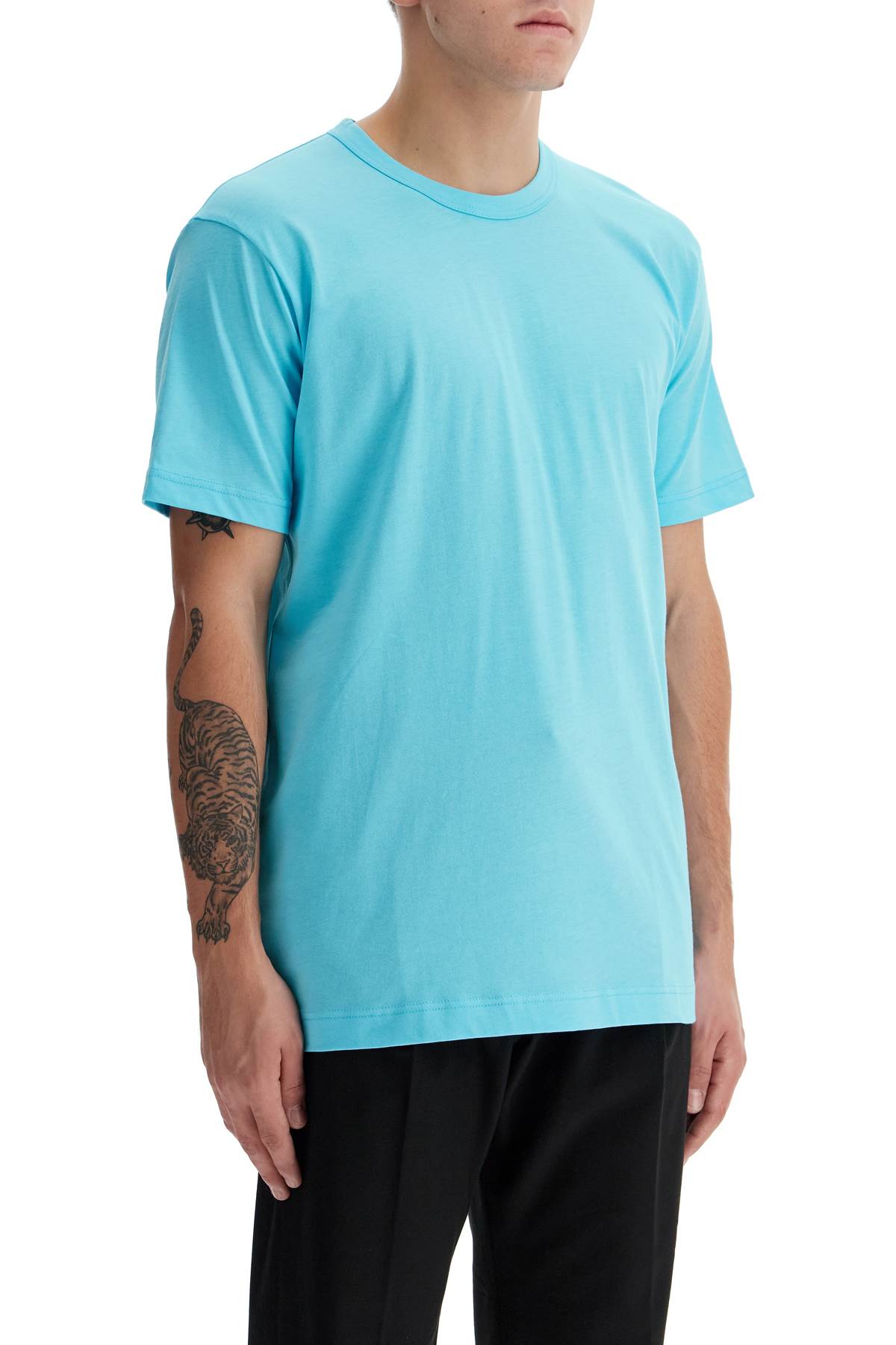 Shop Comme Des Garçons Shirt Cotton Crewneck T-shirt In Light Blue