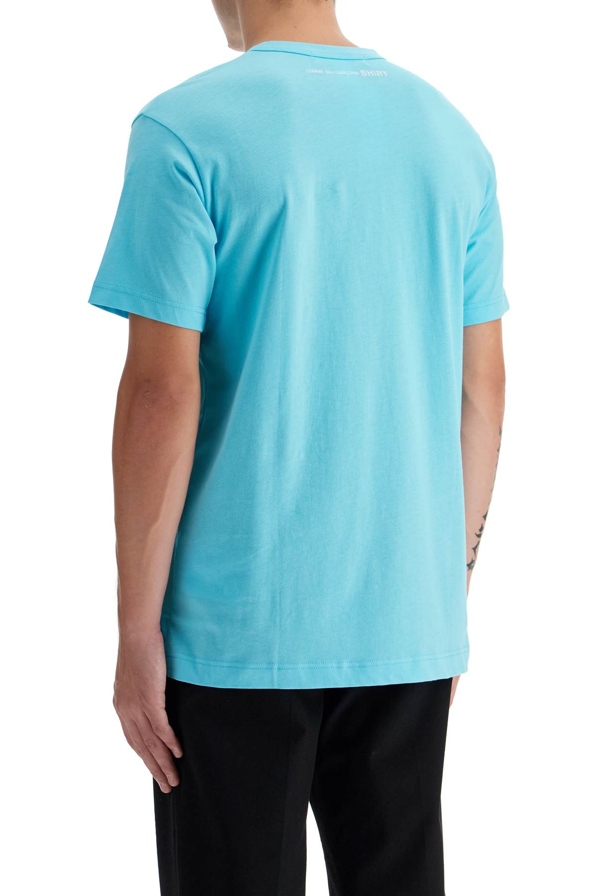 Shop Comme Des Garçons Shirt Cotton Crewneck T-shirt In Light Blue