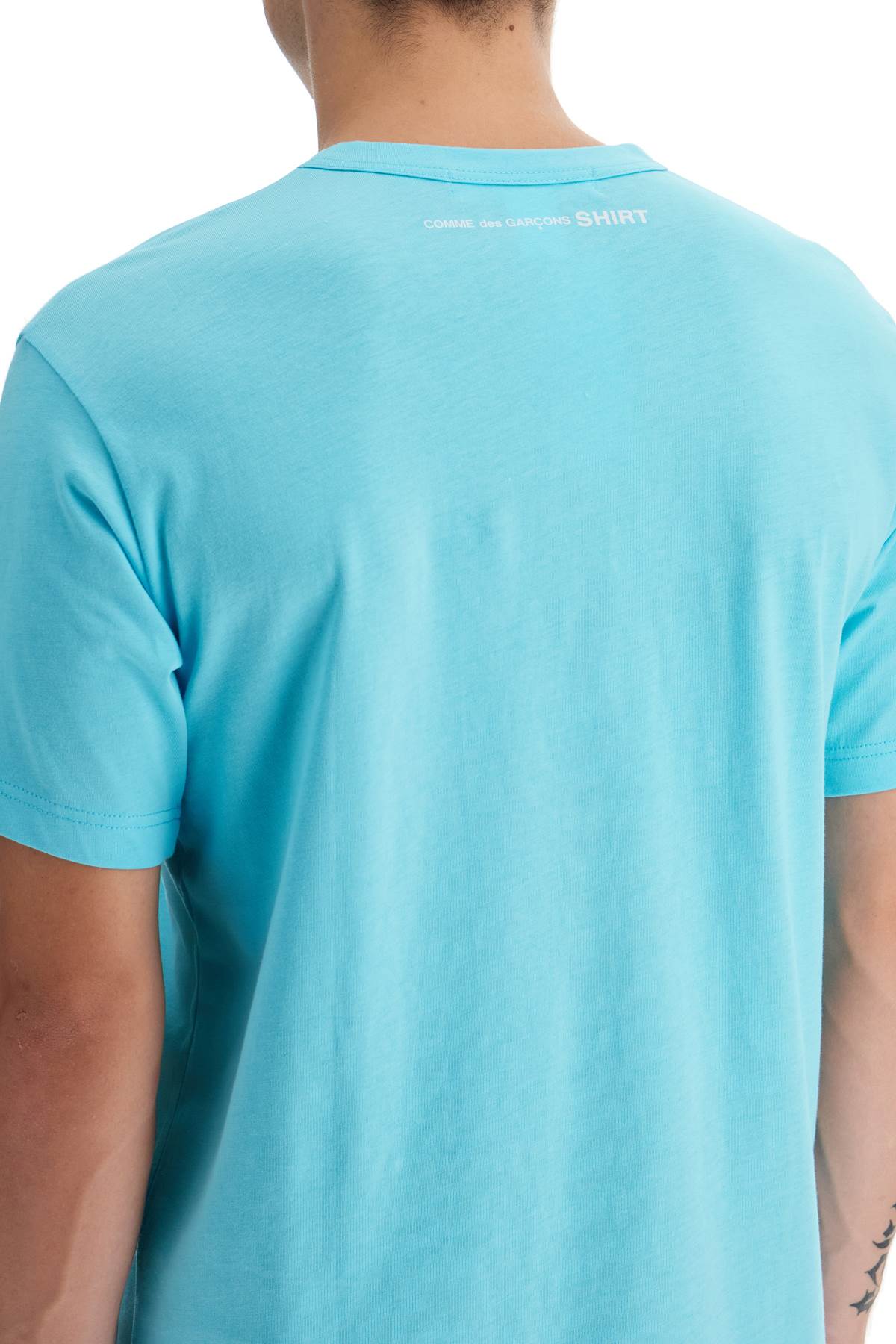 Shop Comme Des Garçons Shirt Cotton Crewneck T-shirt In Light Blue