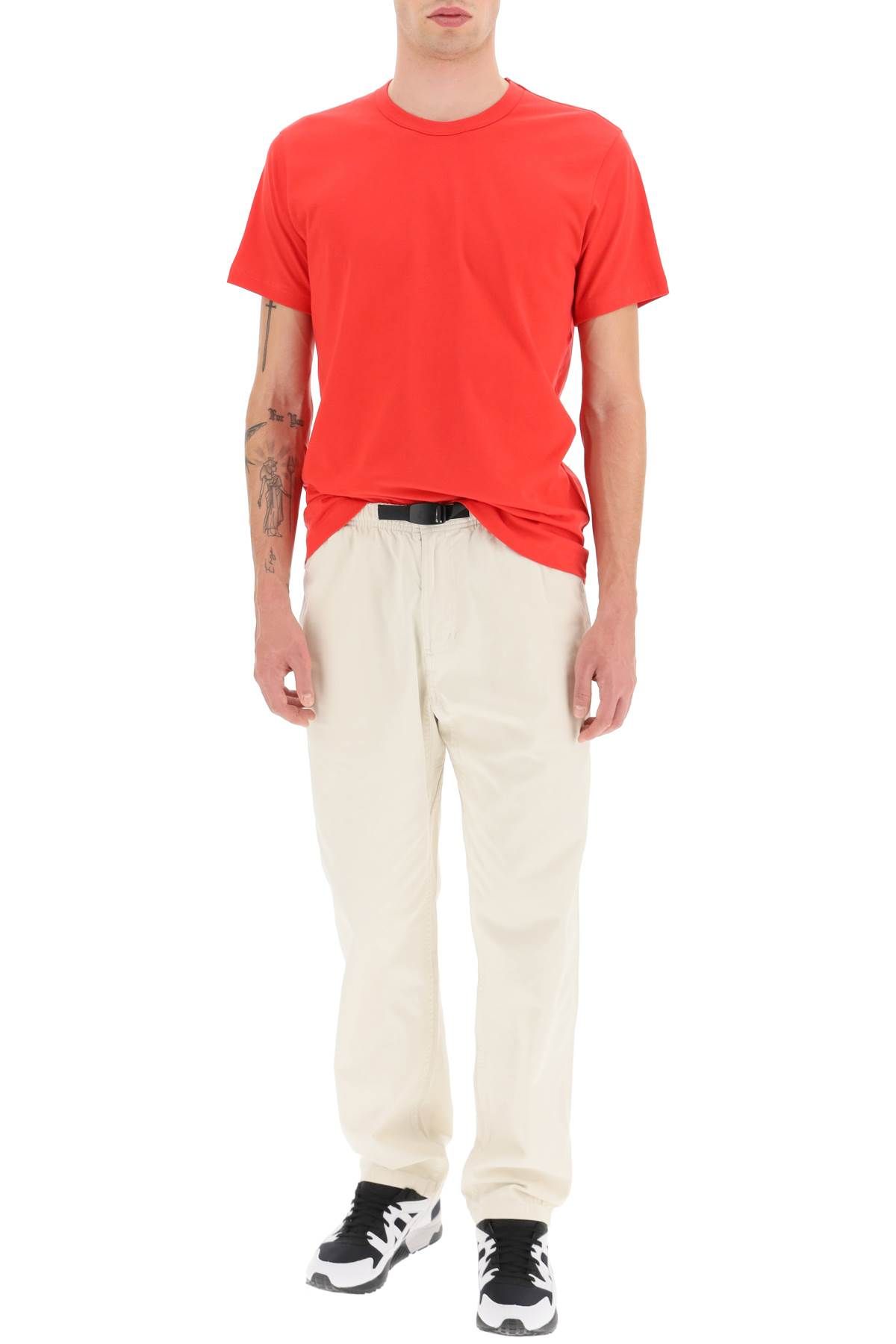 Shop Comme Des Garçons Shirt Cotton Crewneck T-shirt In Red