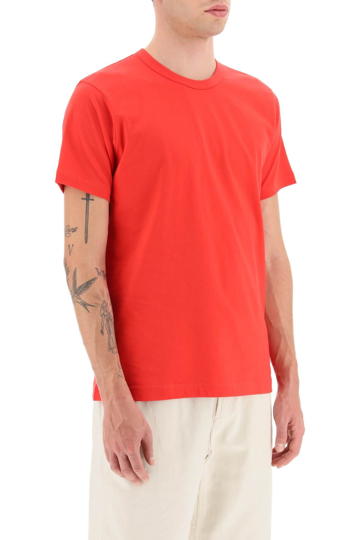 Shop Comme Des Garçons Shirt Cotton Crewneck T-shirt In Red