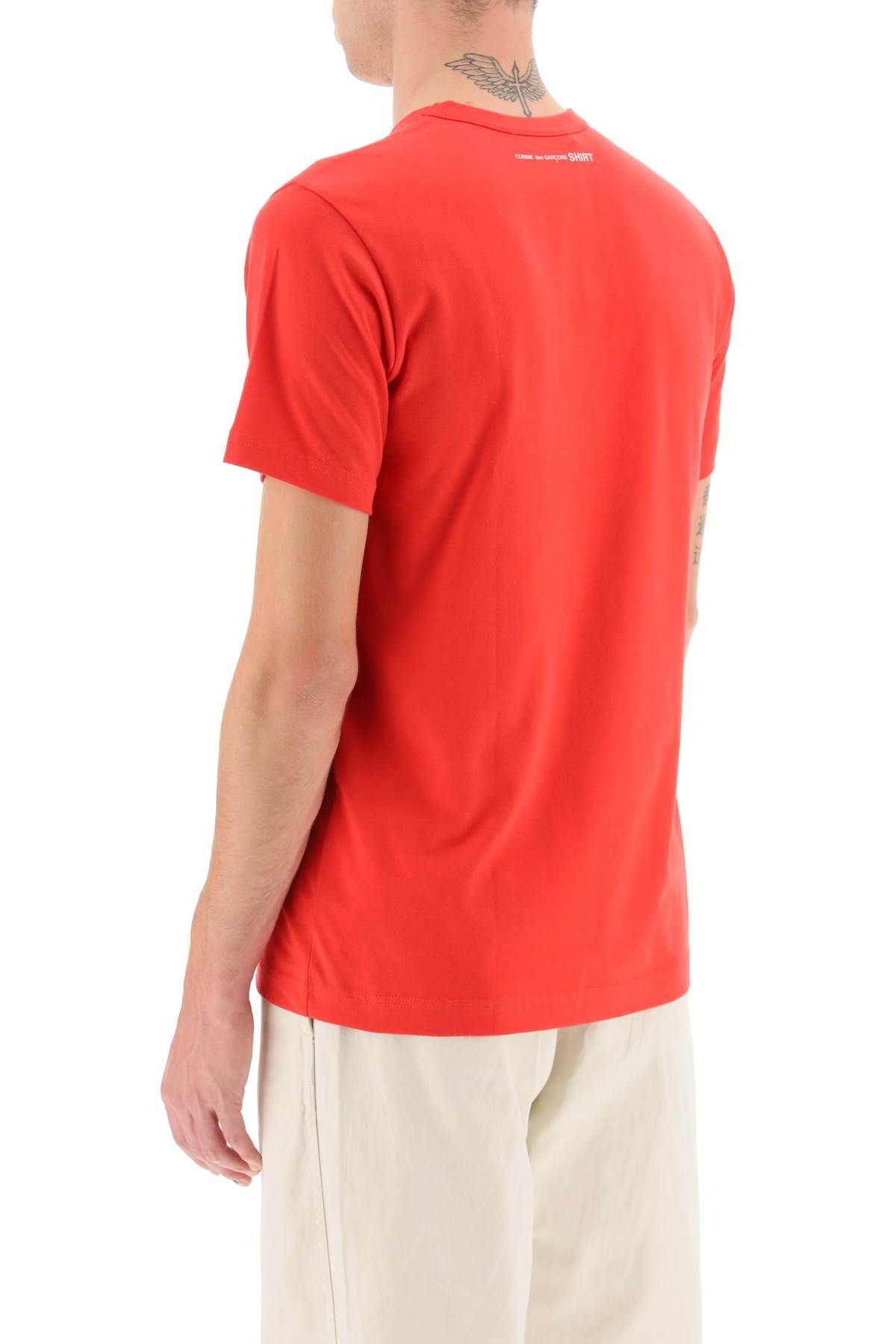 Shop Comme Des Garçons Shirt Cotton Crewneck T-shirt In Red