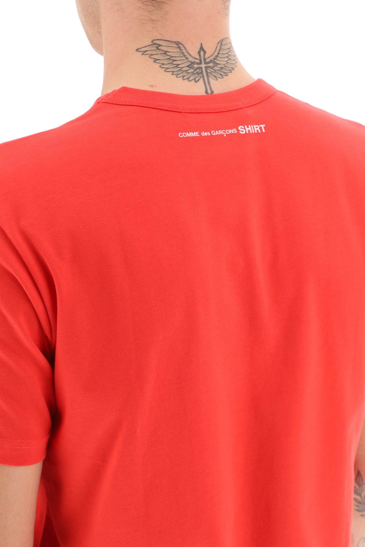 Shop Comme Des Garçons Shirt Cotton Crewneck T-shirt In Red