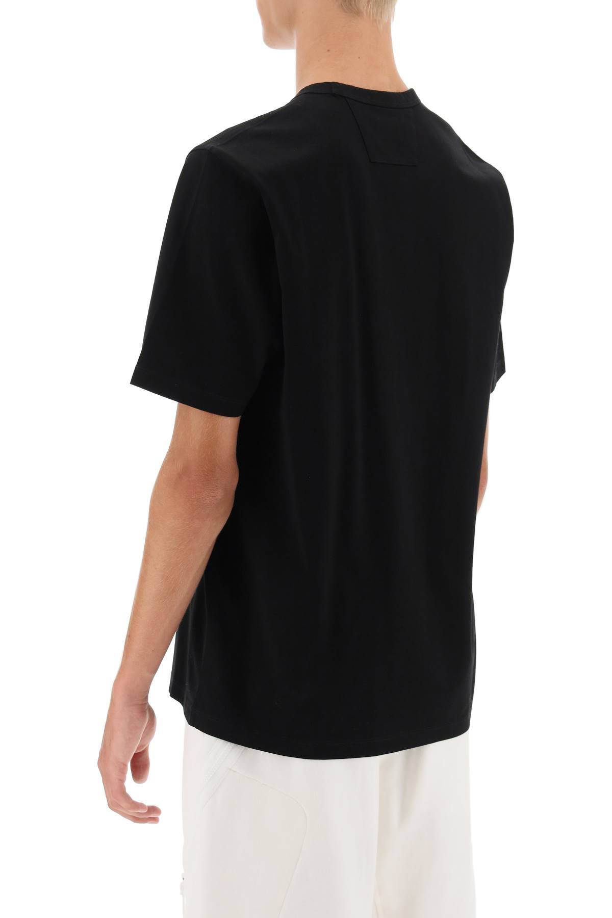 Shop C.p. Company Mercerized Cotton T-shirt With Logo Badge In Black