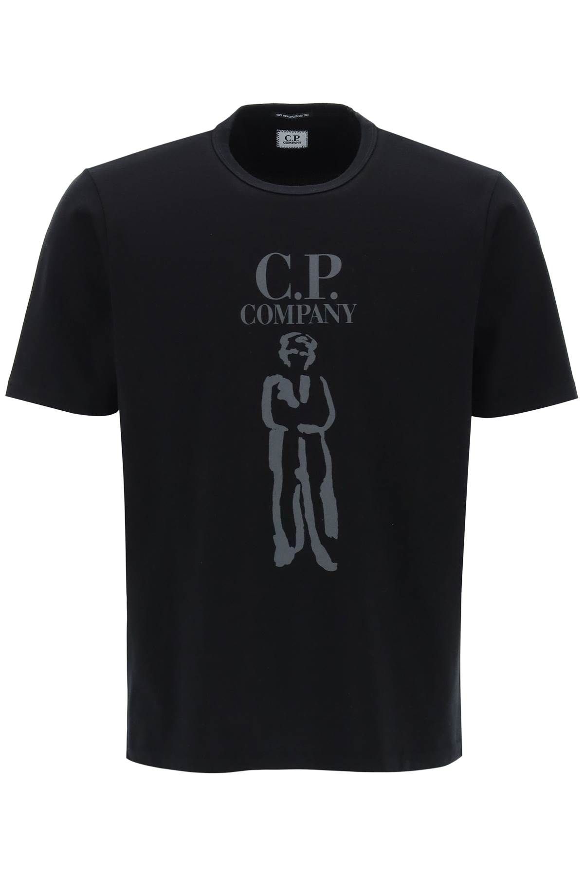 C.p. Company 30/2 Mercerized Jersey Twisted British Sailor T-shirt With Logo In Black