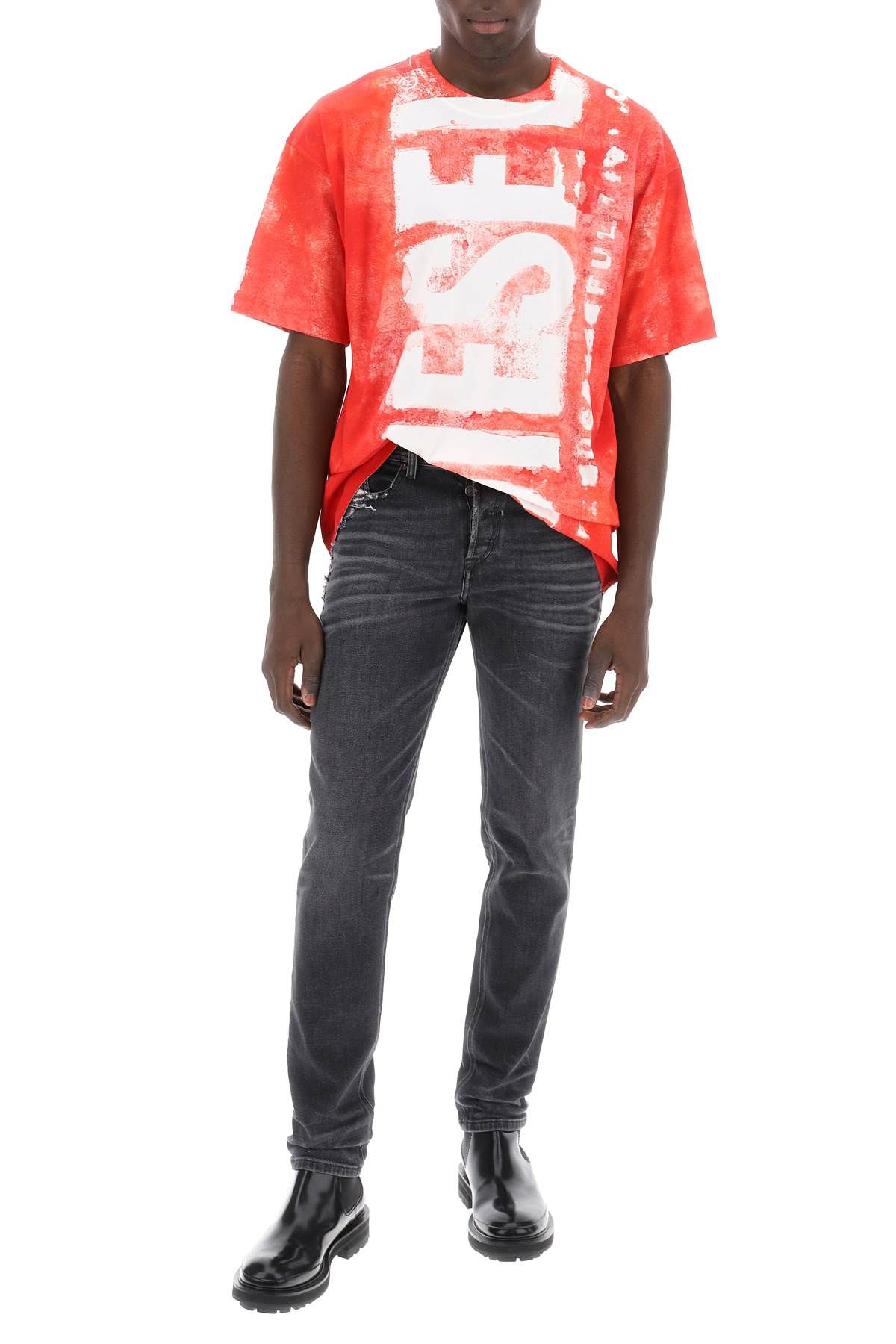 Shop Diesel Printed T-shirt With Oversized Logo In Red