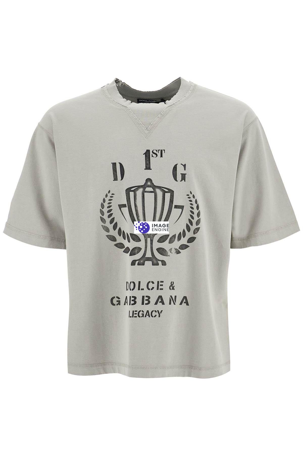 Dolce & Gabbana Logo-print Cotton T-shirt In Grey