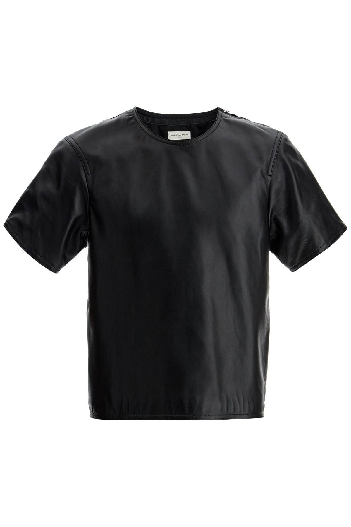 Shop Dries Van Noten Leather T-shirt With Side Zipper In Black