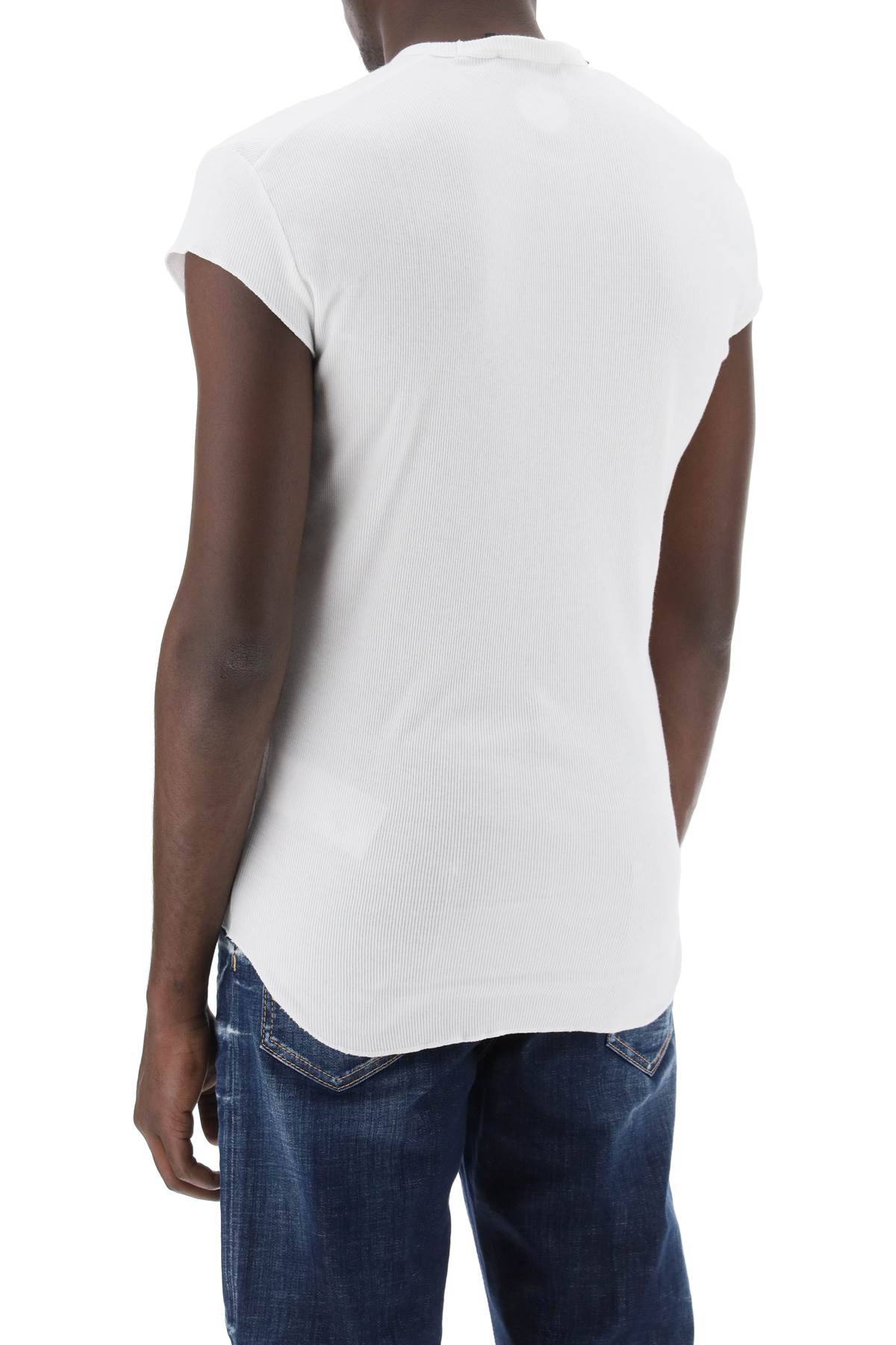 Shop Dsquared2 Choke Fit Ribbed T-shirt In White