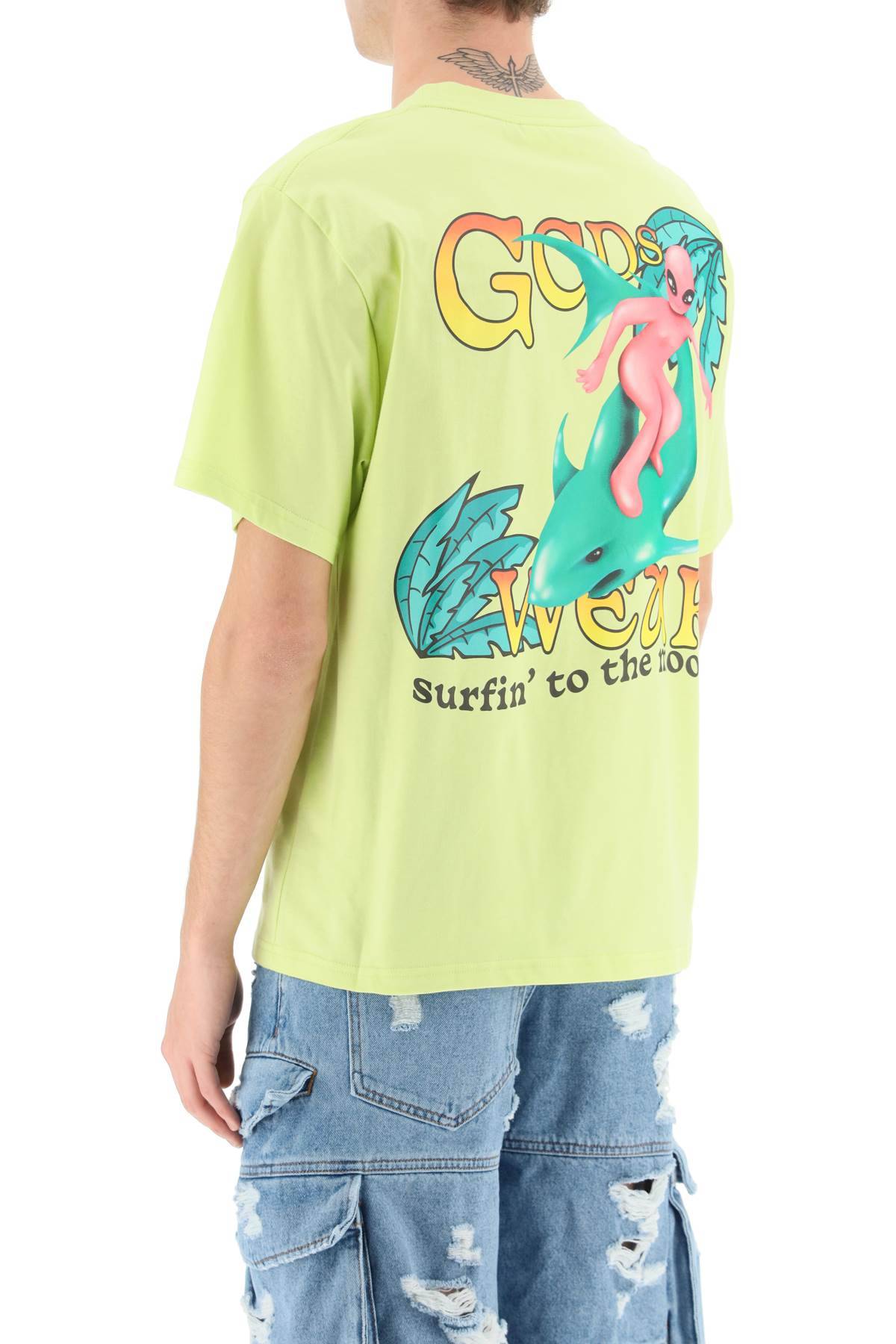 Shop Gcds Surfing Wirdo T-shirt In Green