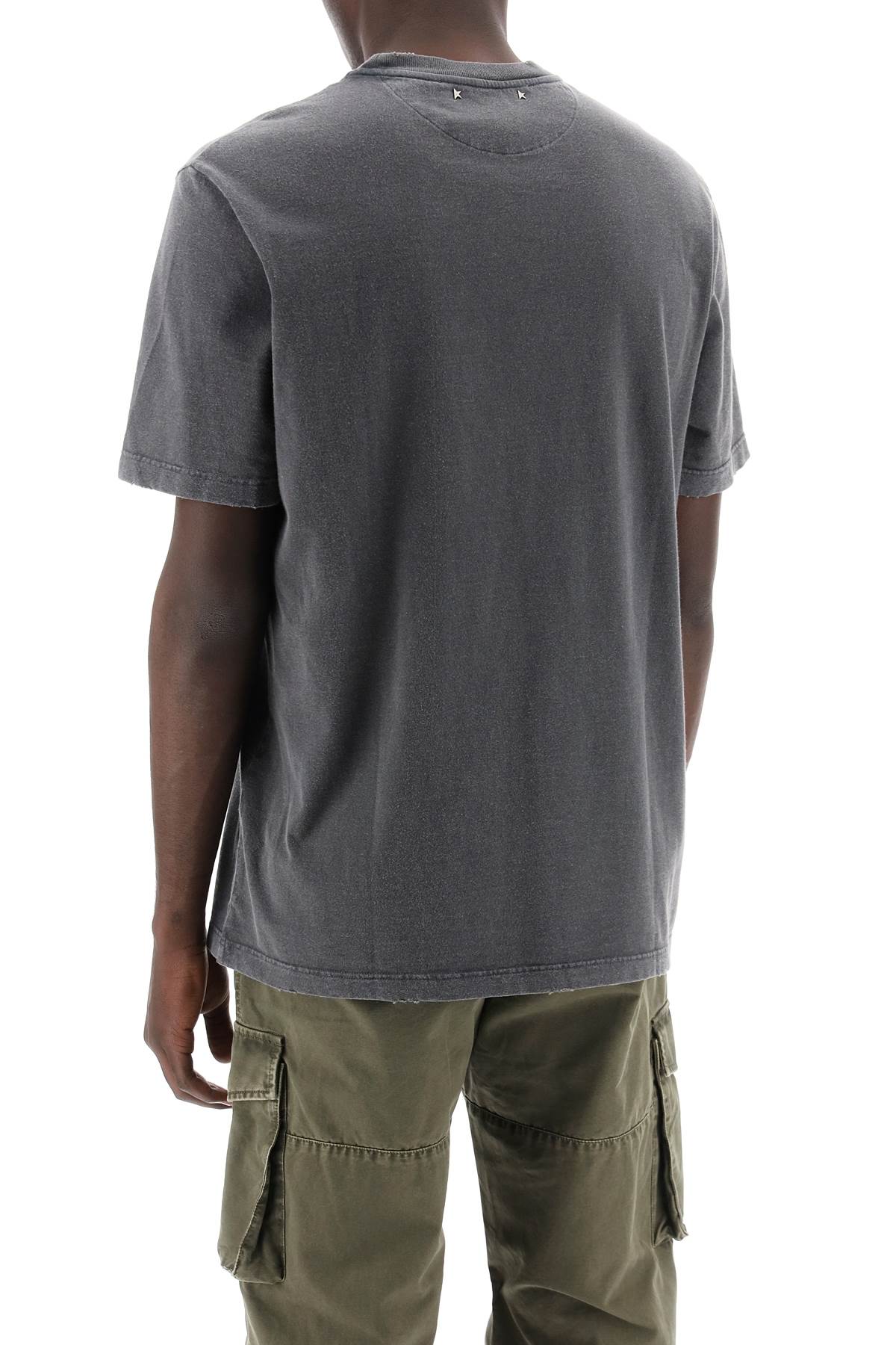 Shop Golden Goose Distressed Logo Regular T-shirt In Grey