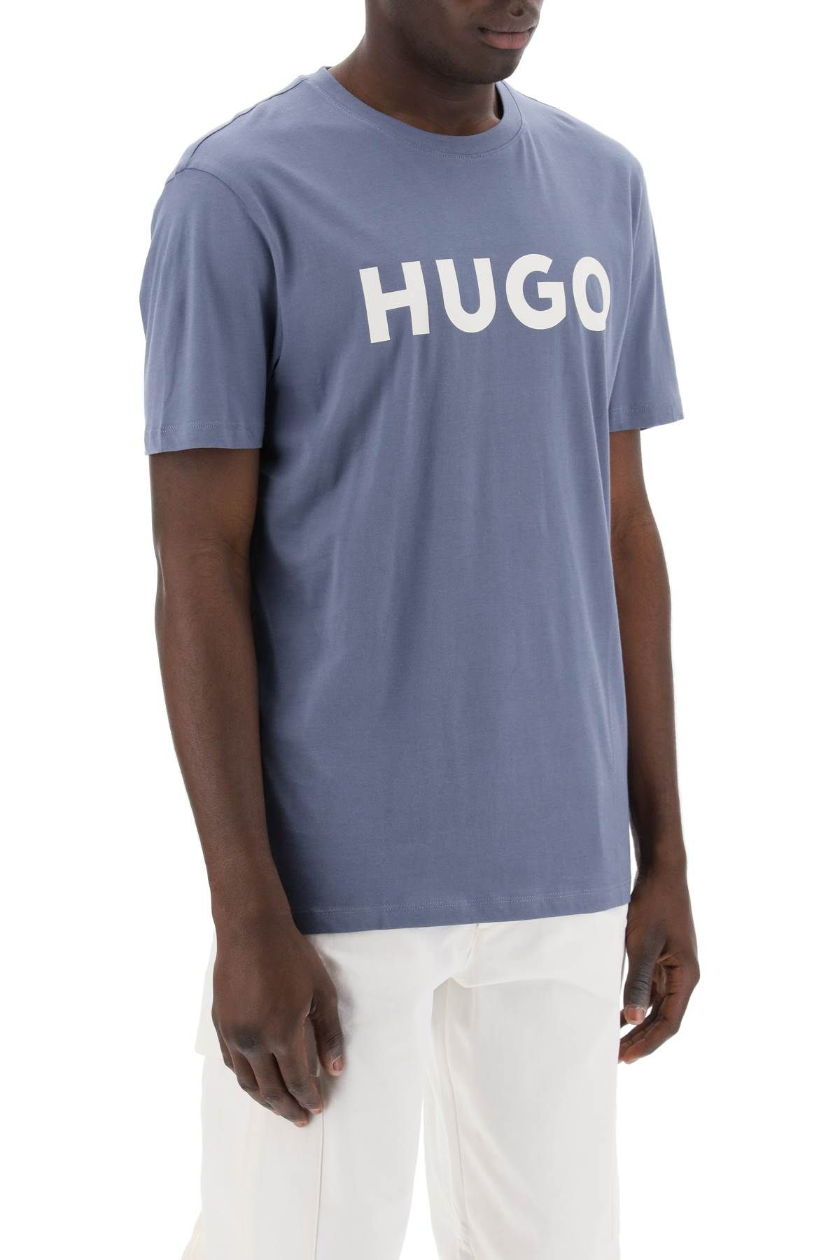 Shop Hugo Dulivio Logo T-shirt In Light Blue