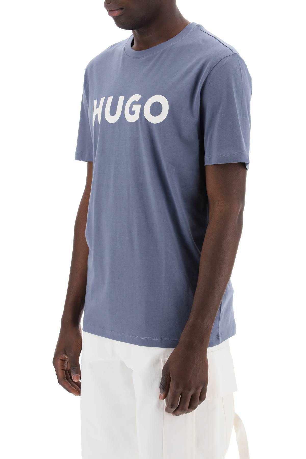 Shop Hugo Dulivio Logo T-shirt In Light Blue