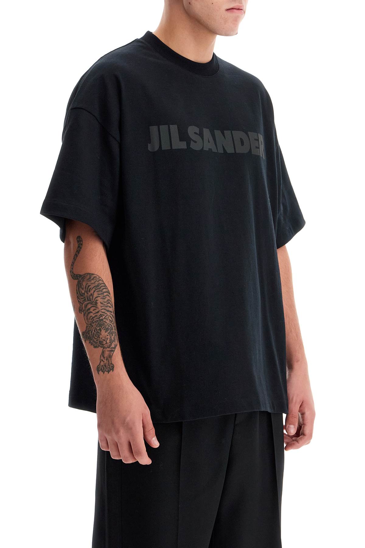 Shop Jil Sander Logo Print Boxy T-shirt In Black