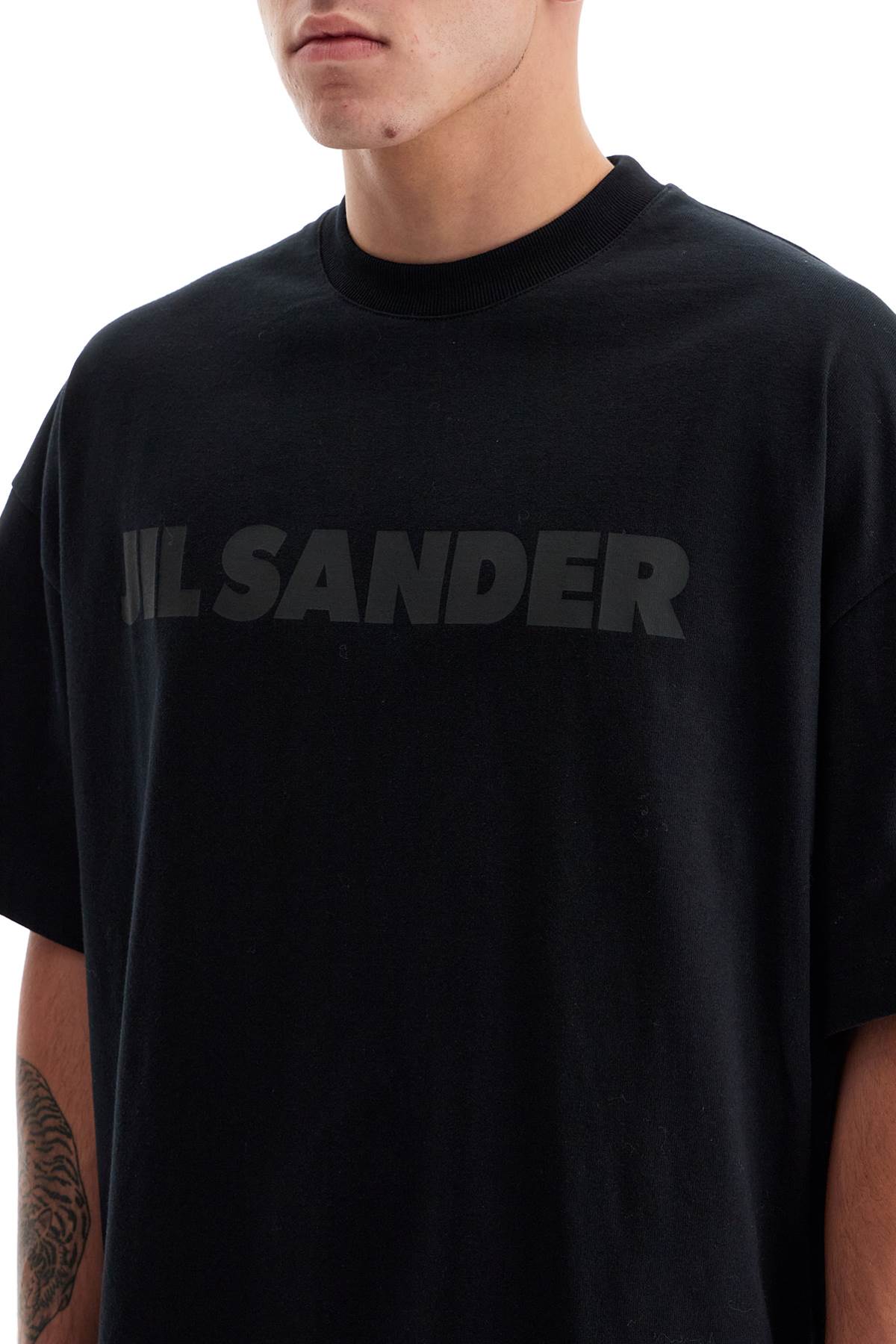 Shop Jil Sander Logo Print Boxy T-shirt In Black