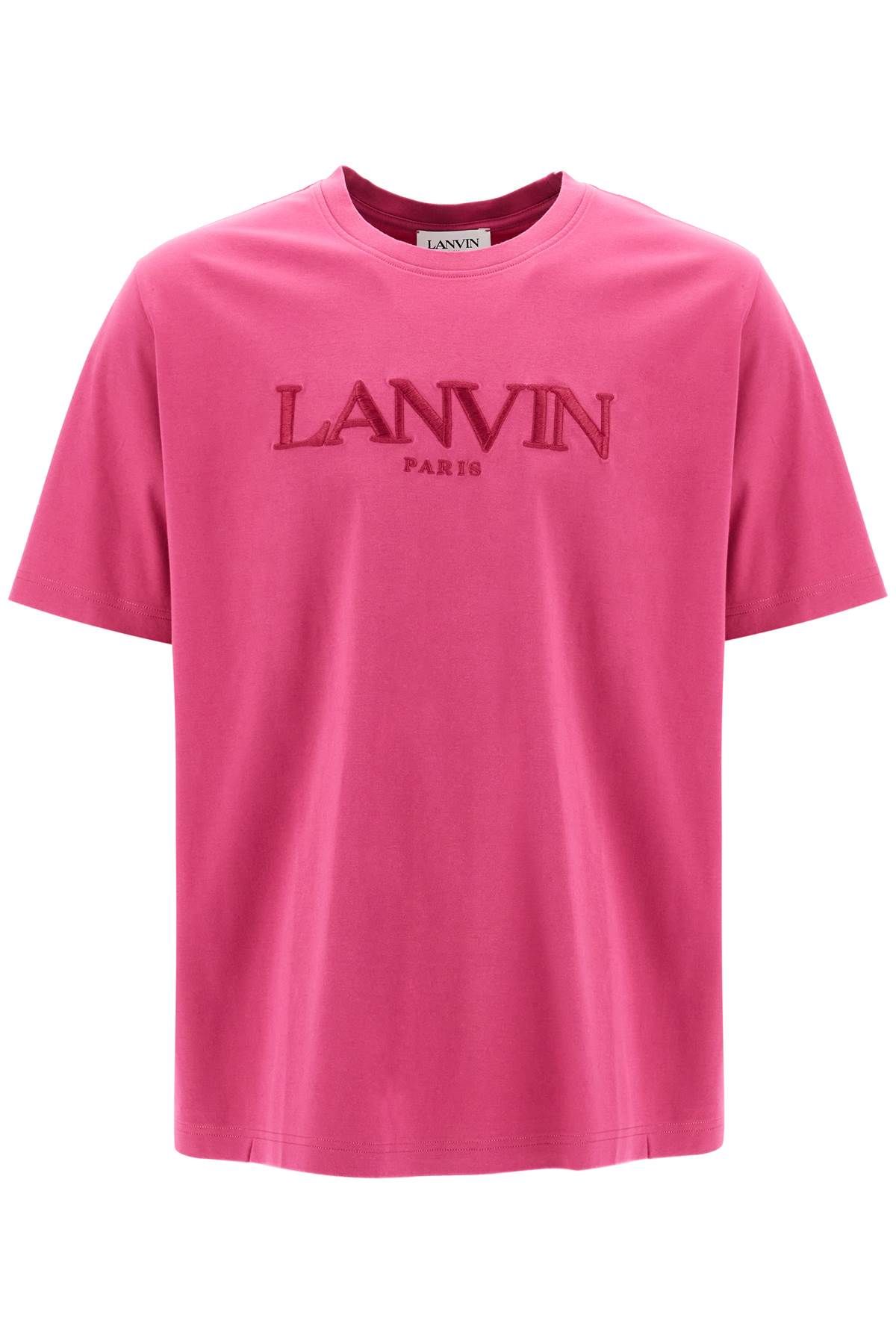 Shop Lanvin T-shirt With Embroidered Logo Design In Pink