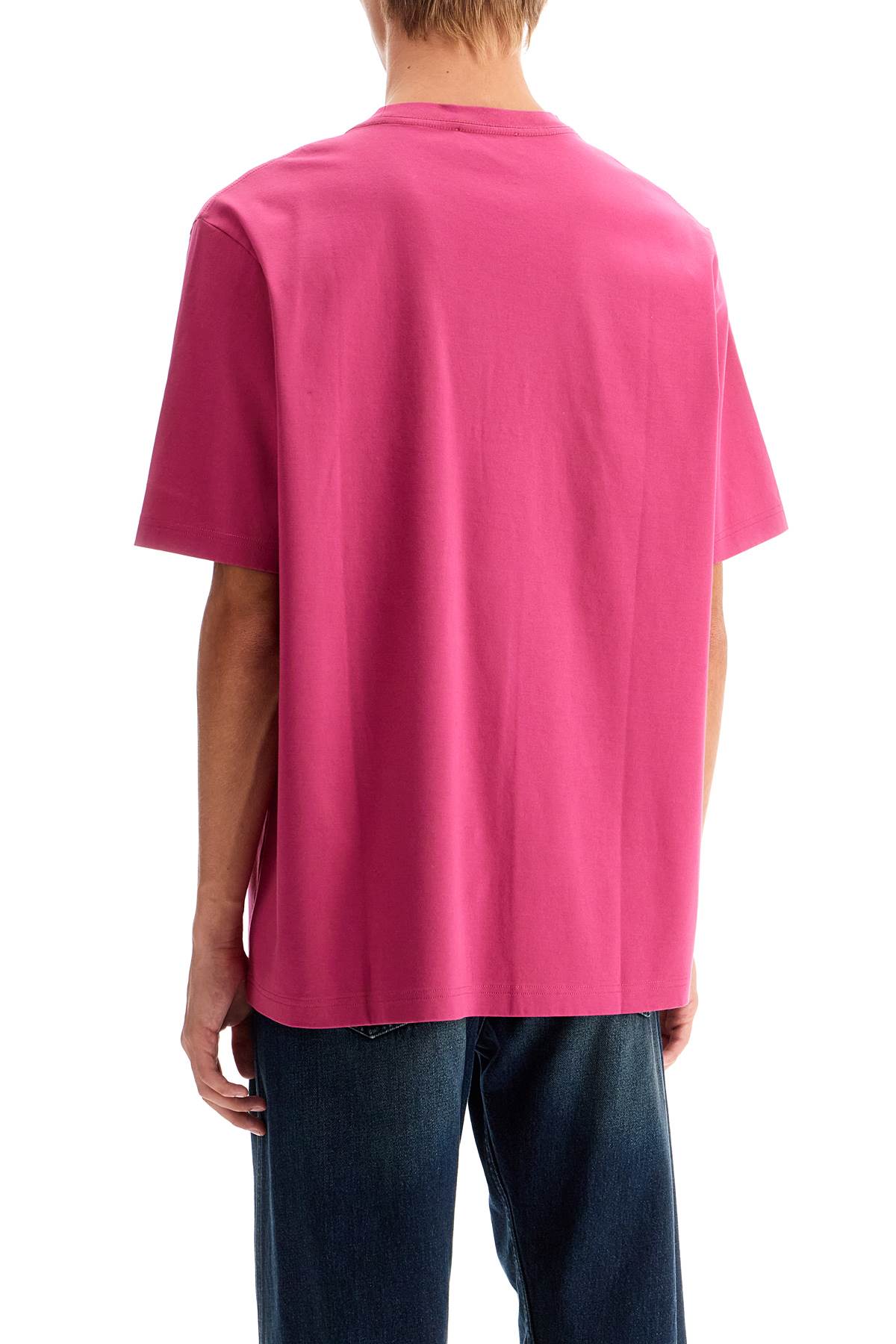 Shop Lanvin T-shirt With Embroidered Logo Design In Pink