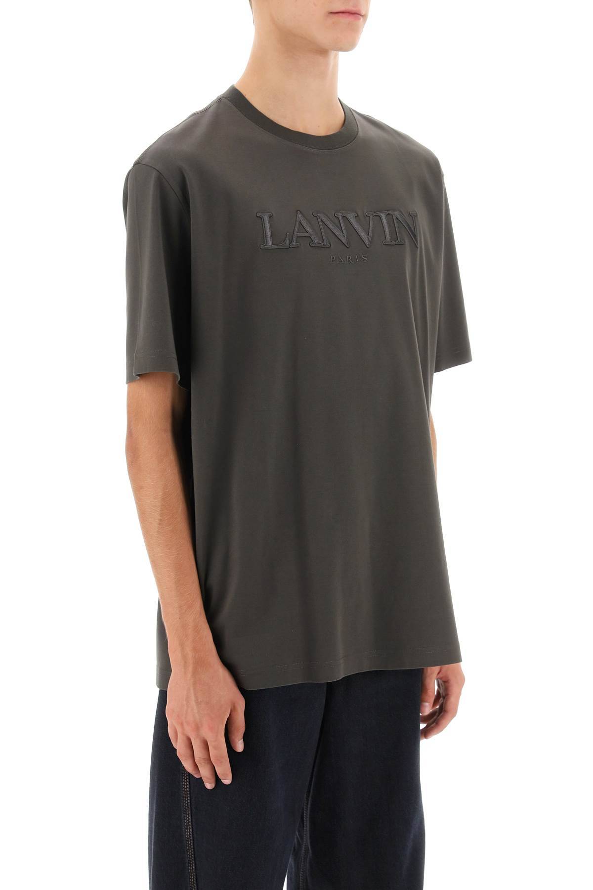 Shop Lanvin Oversize T-shirt With Logo Lettering In Brown