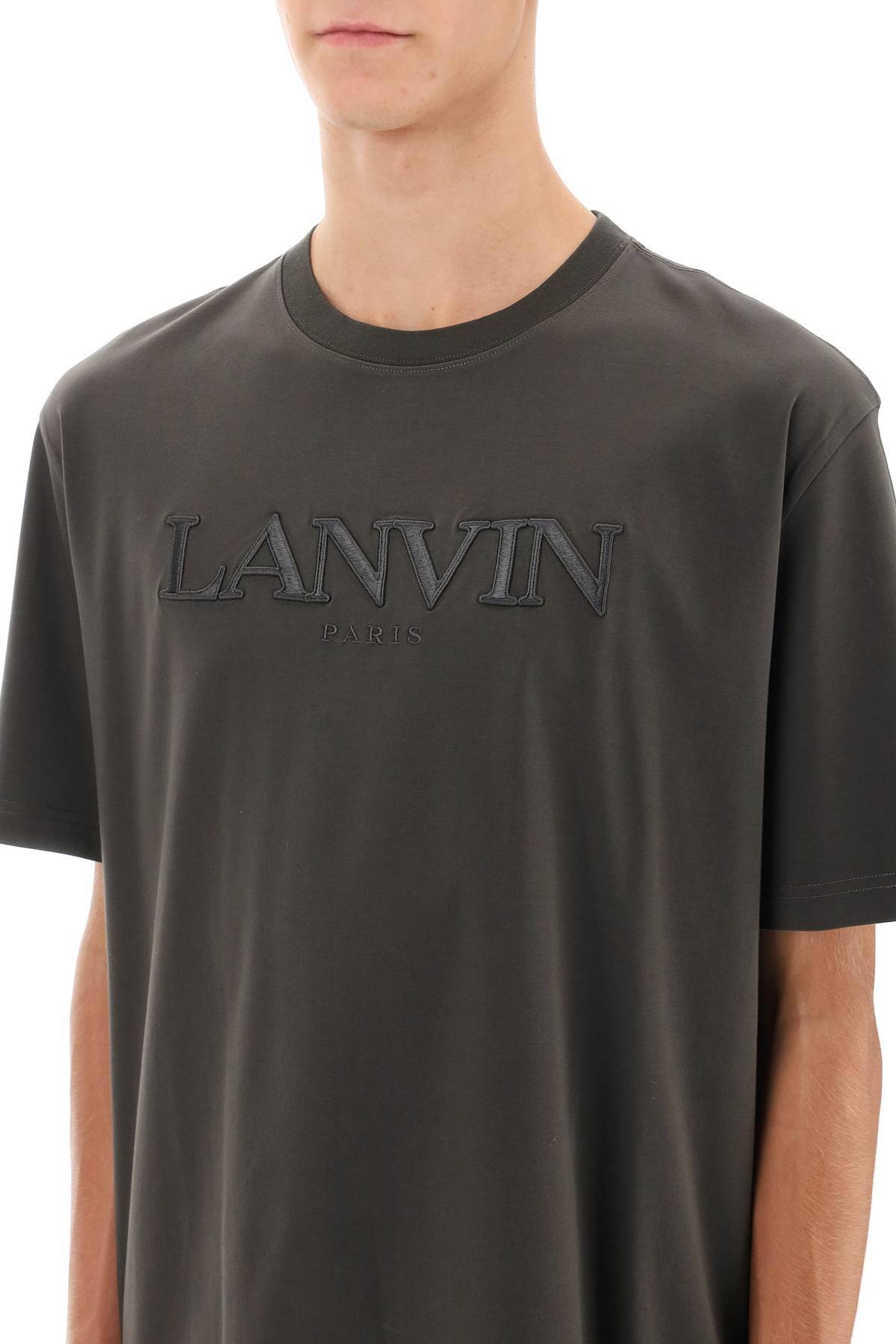 Shop Lanvin Oversize T-shirt With Logo Lettering In Brown