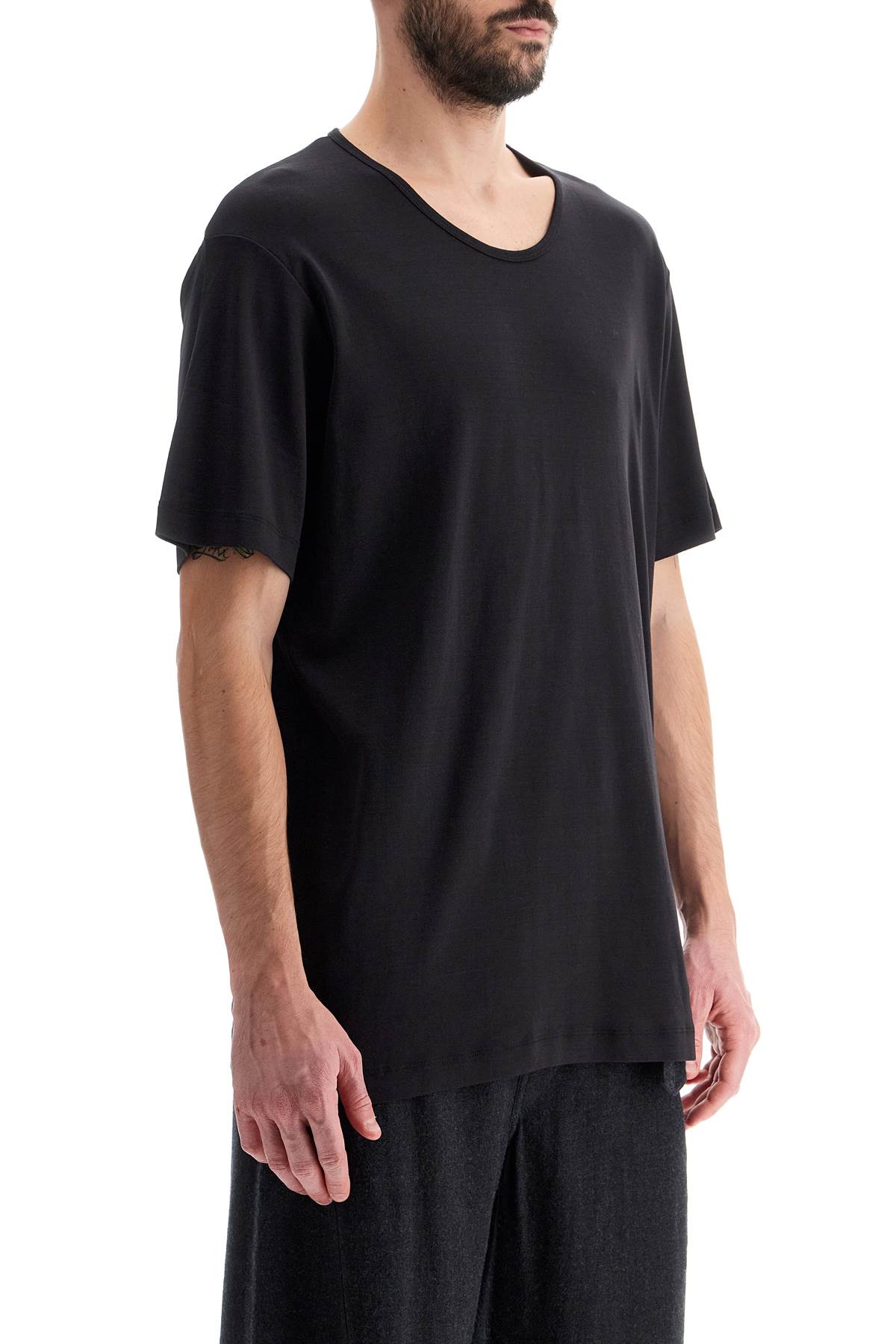 Shop Lemaire T-shirt With Wide Round Neck In Black