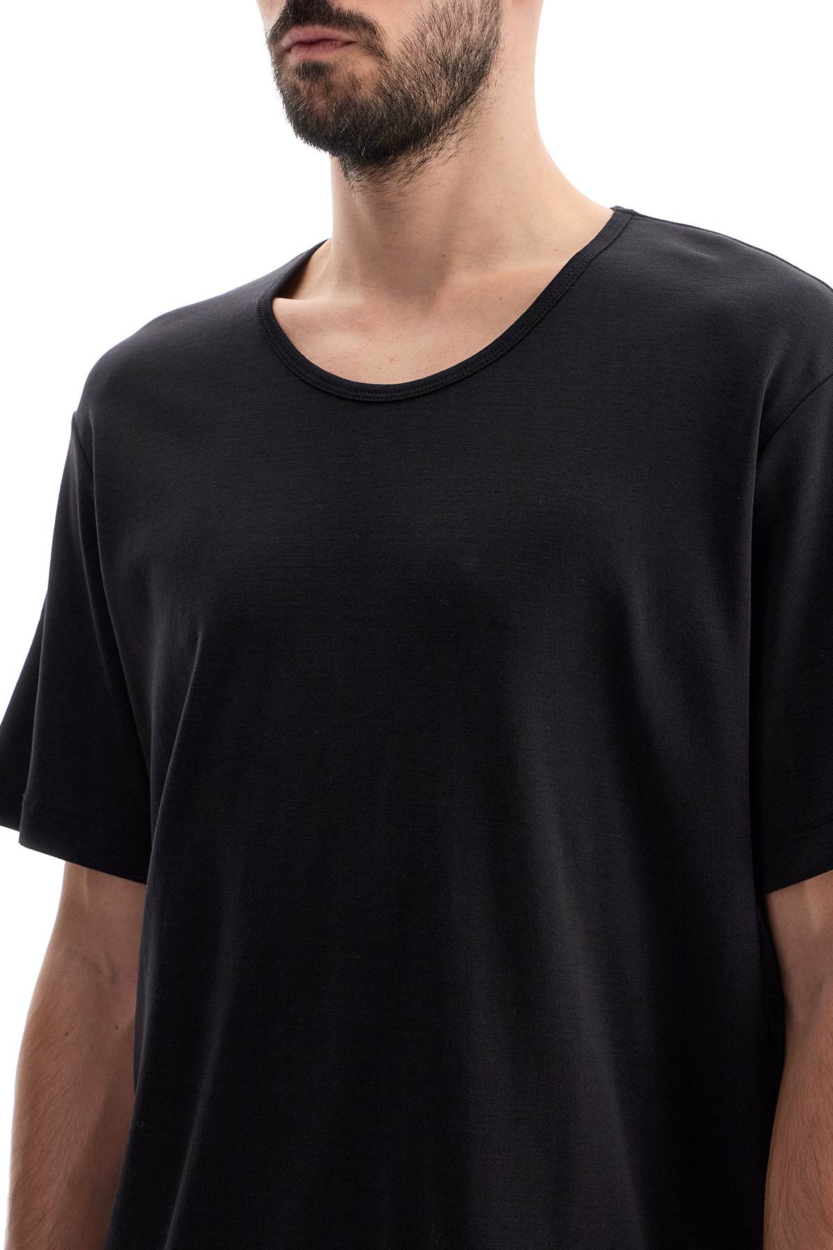 Shop Lemaire T-shirt With Wide Round Neck In Black