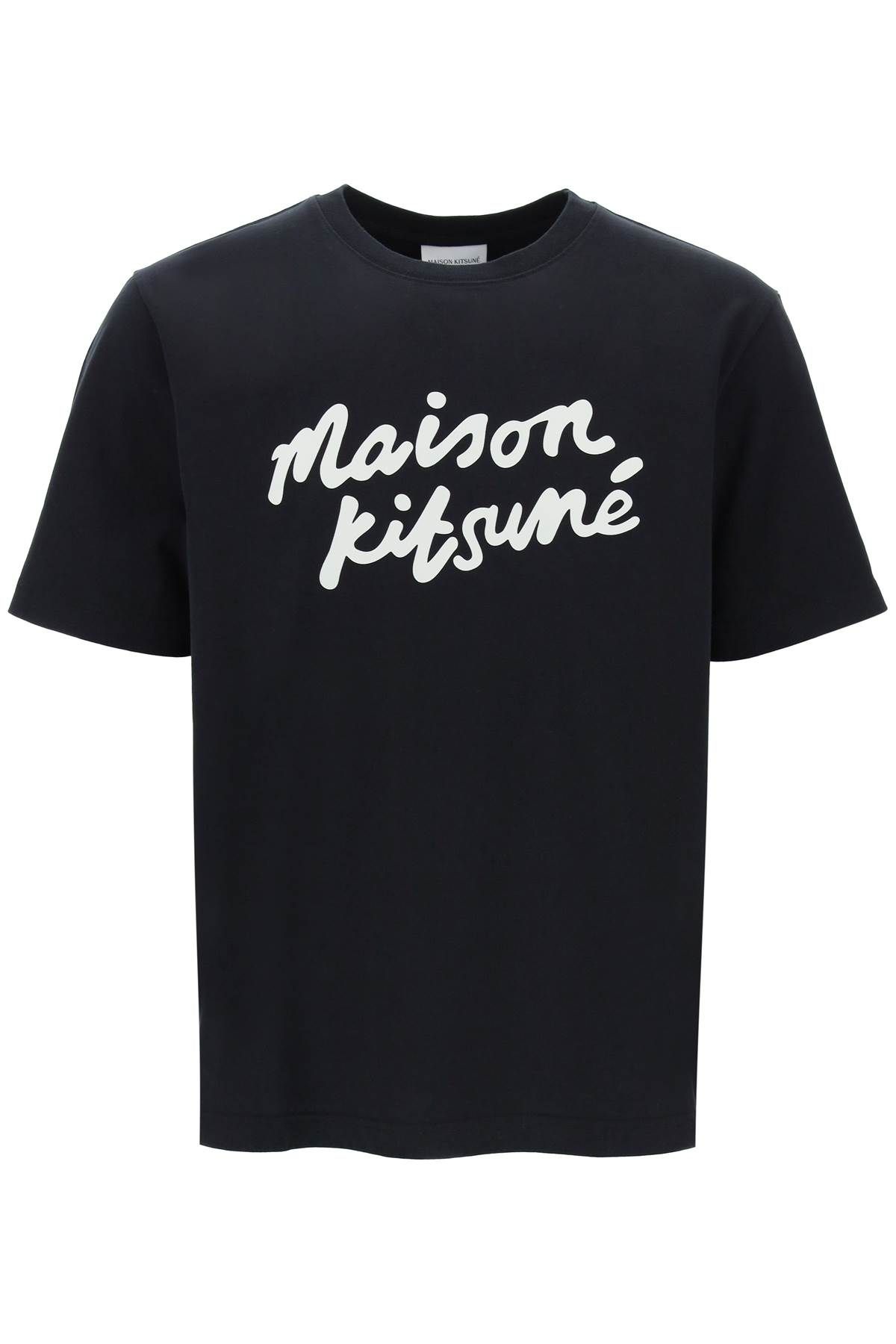 Maison Kitsuné T-shirt With Logo In Handwriting In Black