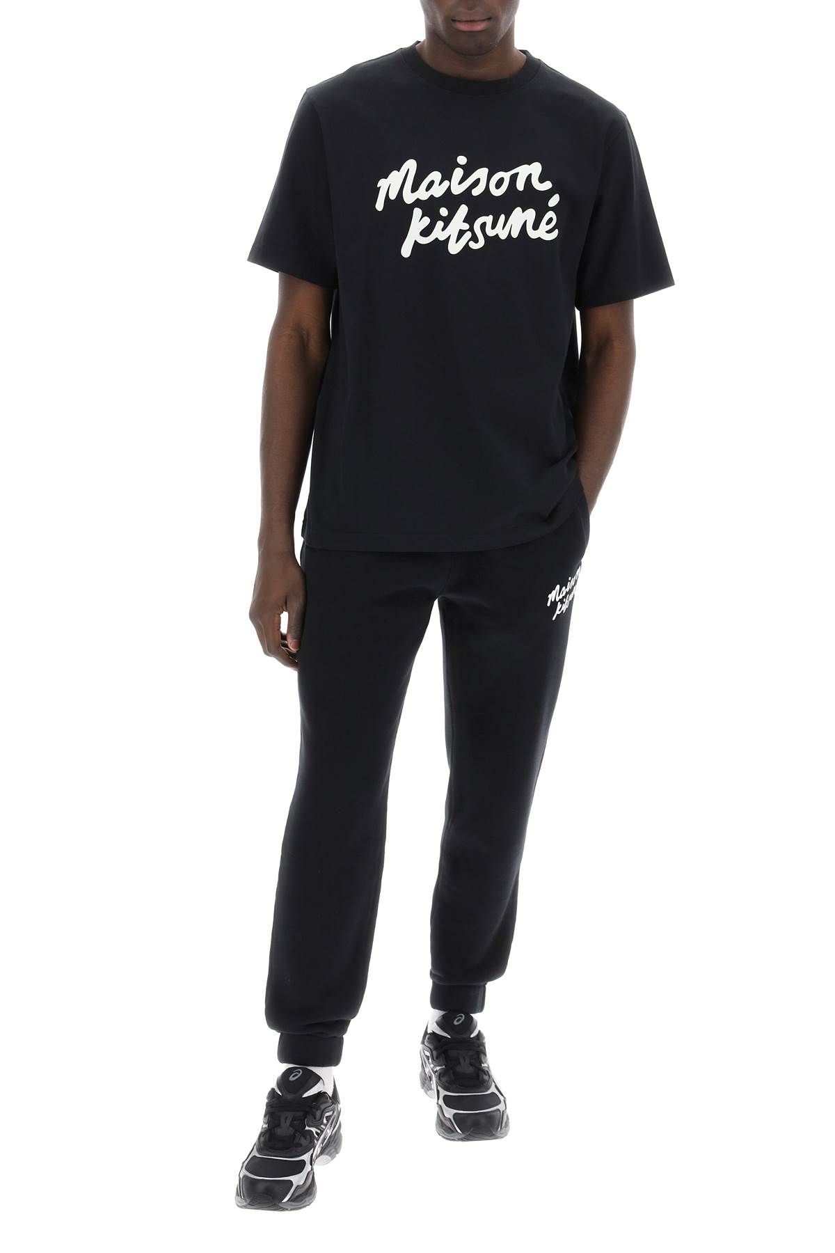 Shop Maison Kitsuné T-shirt With Logo In Handwriting In Black