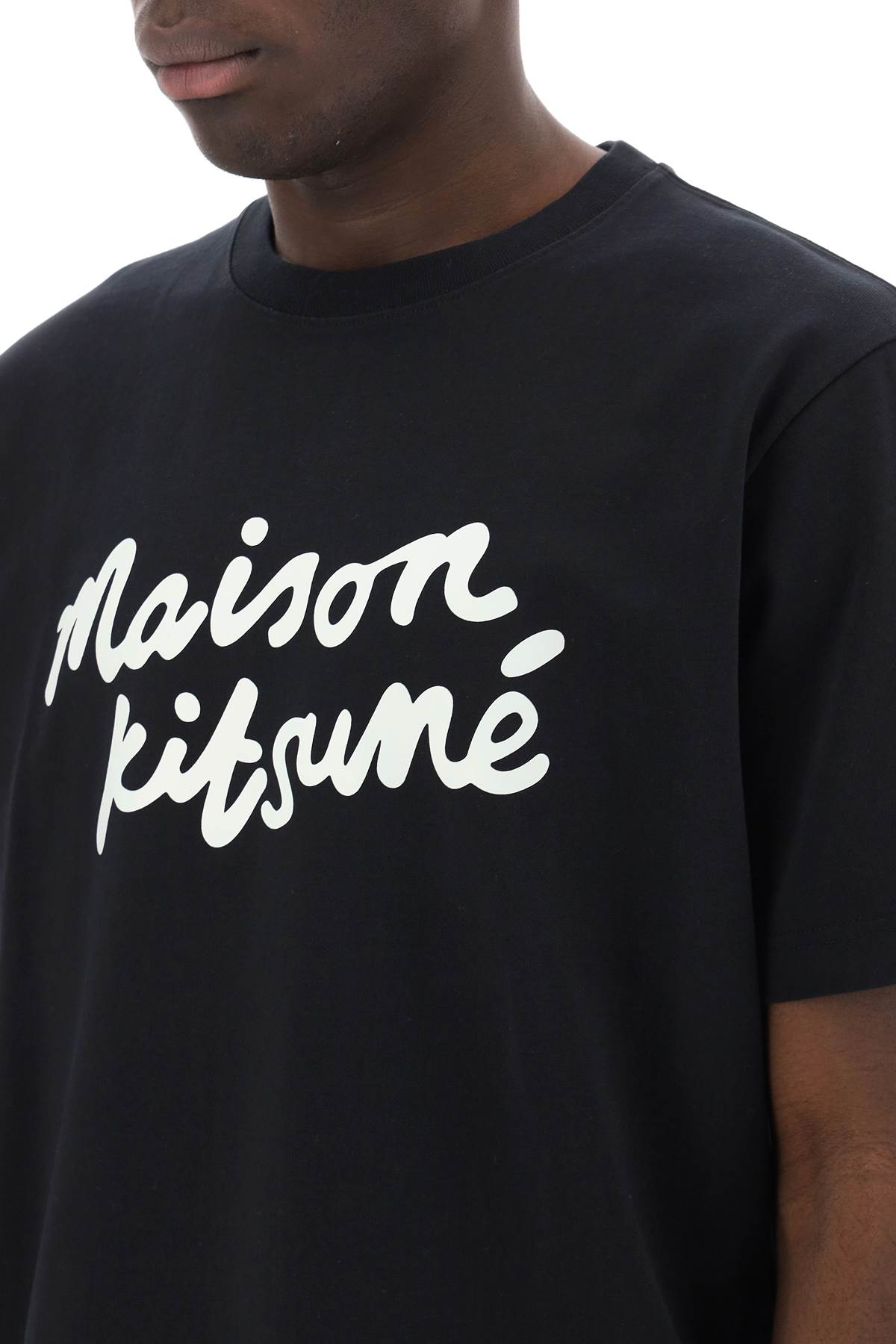 Shop Maison Kitsuné T-shirt With Logo In Handwriting In Black