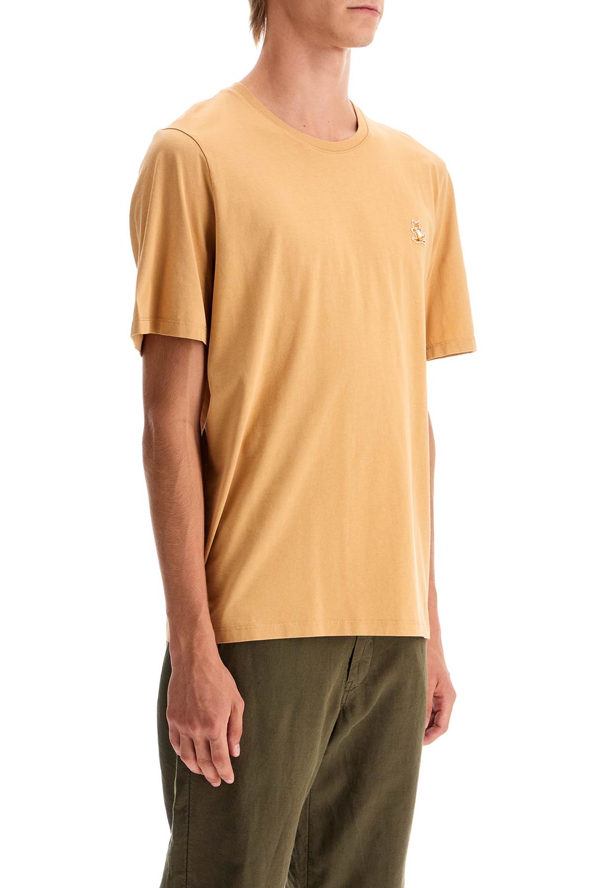 Shop Maison Kitsuné Chillax Fox Patch T-shirt In Beige