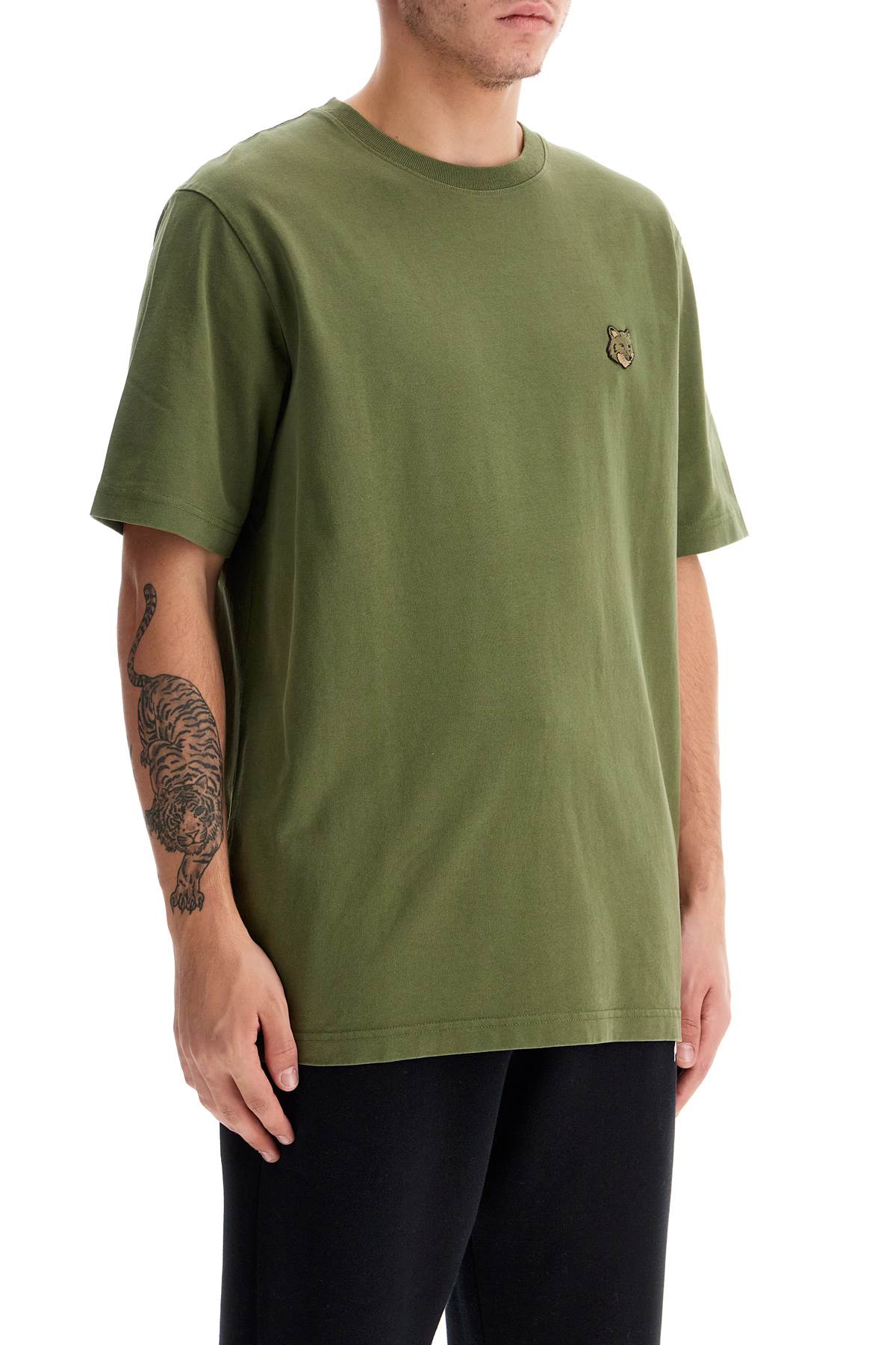 Shop Maison Kitsuné Bold Fox Head T-shirt In Khaki