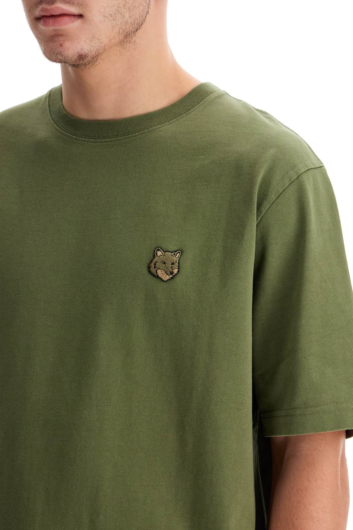 Shop Maison Kitsuné Bold Fox Head T-shirt In Khaki