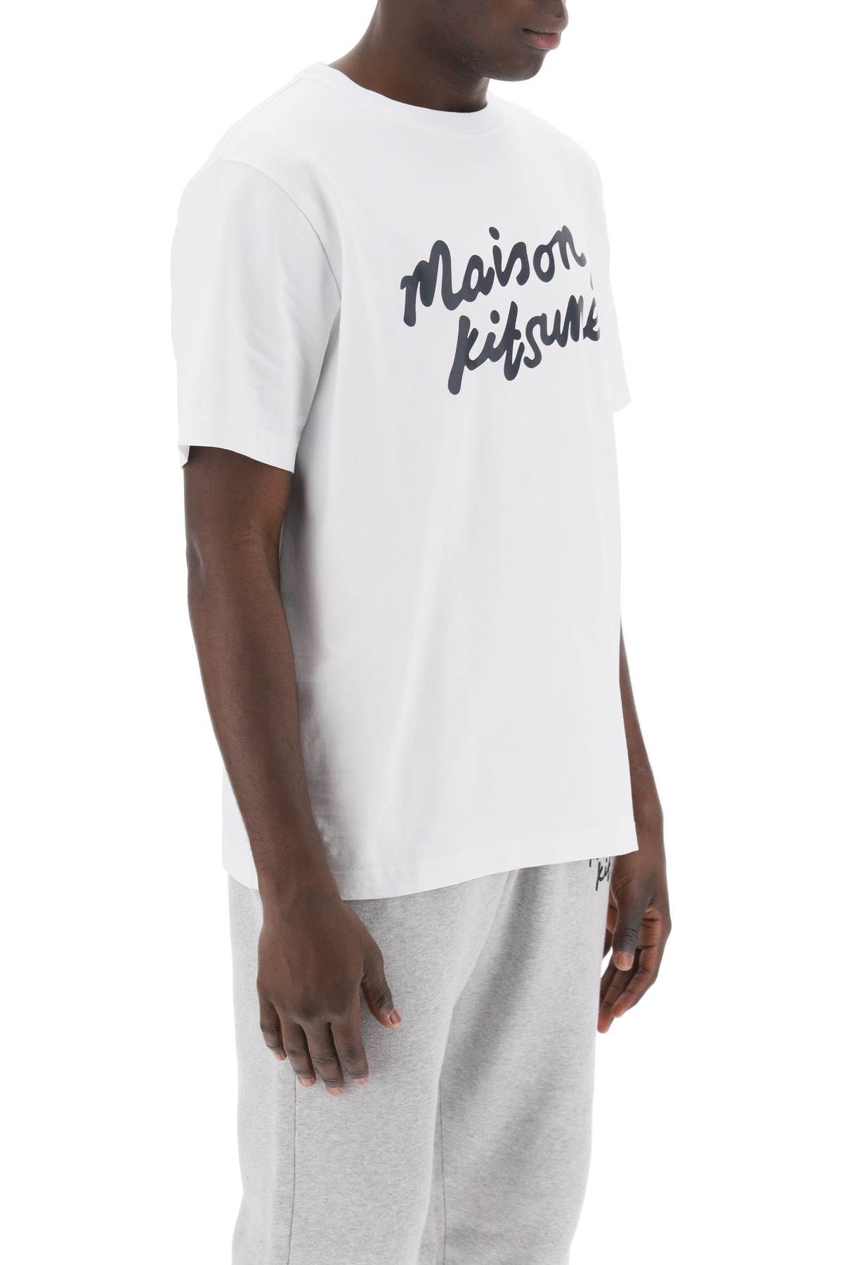 Shop Maison Kitsuné T-shirt With Logo In Handwriting In White