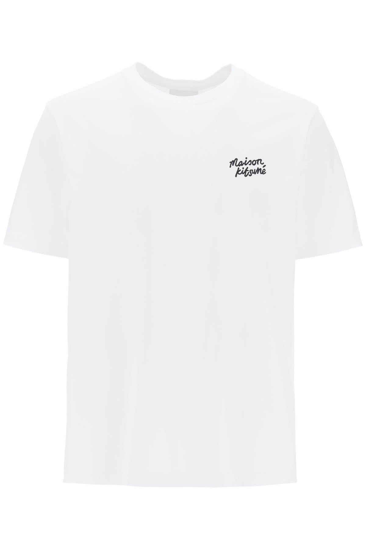 Shop Maison Kitsuné T-shirt With Logo Lettering In White