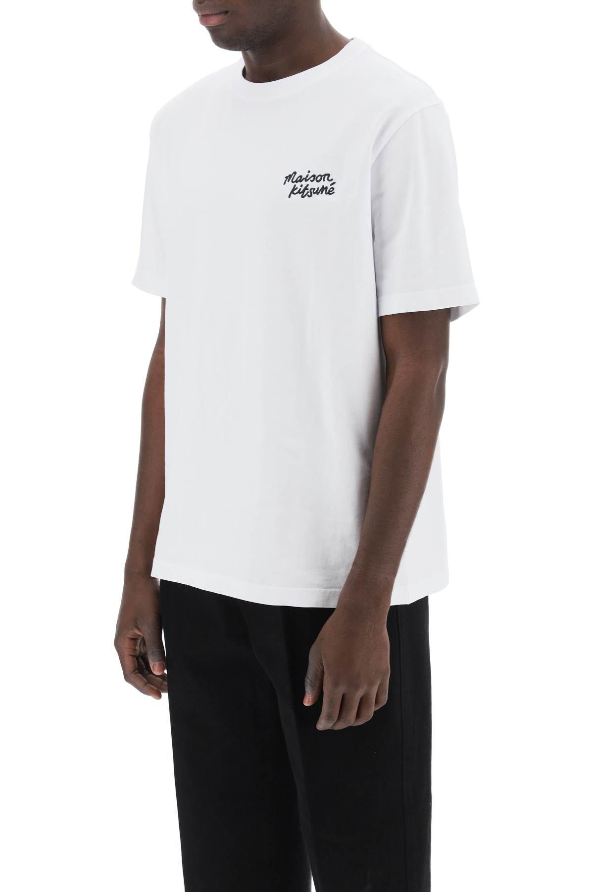 Shop Maison Kitsuné T-shirt With Logo Lettering In White