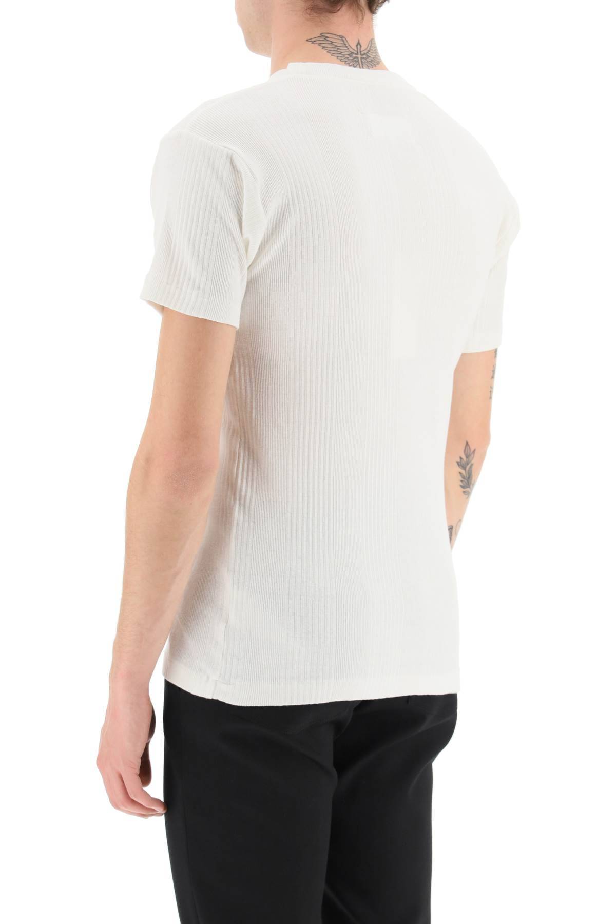 Shop Maison Margiela Ribbed Cotton T-shirt In White