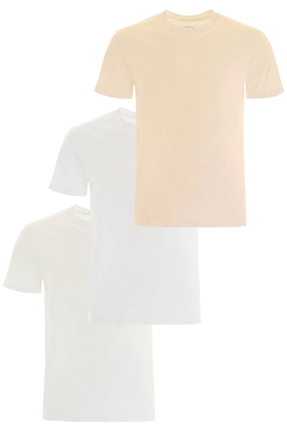 Shop Maison Margiela Tripack Cotton T-shirt In Beige,white
