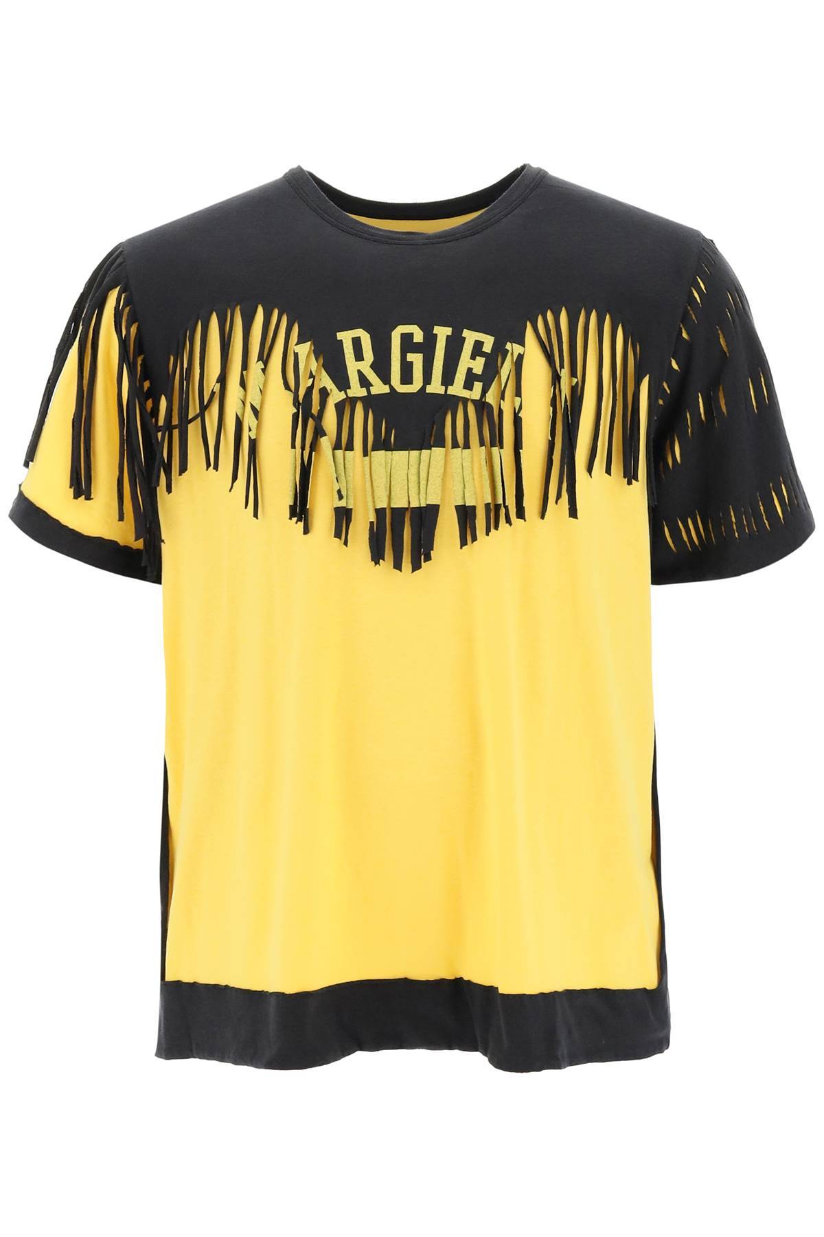 Shop Maison Margiela Décortiqué Fringe T-shirt In Yellow,black