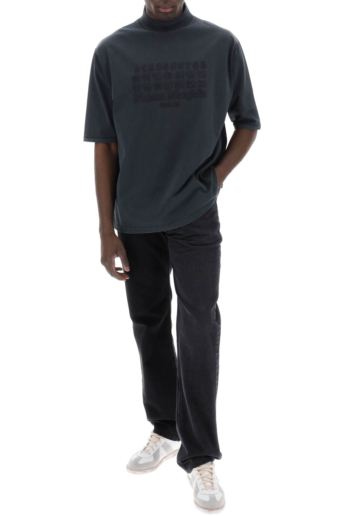 Shop Maison Margiela "t-shirt With Numerical Logo" In Black,grey
