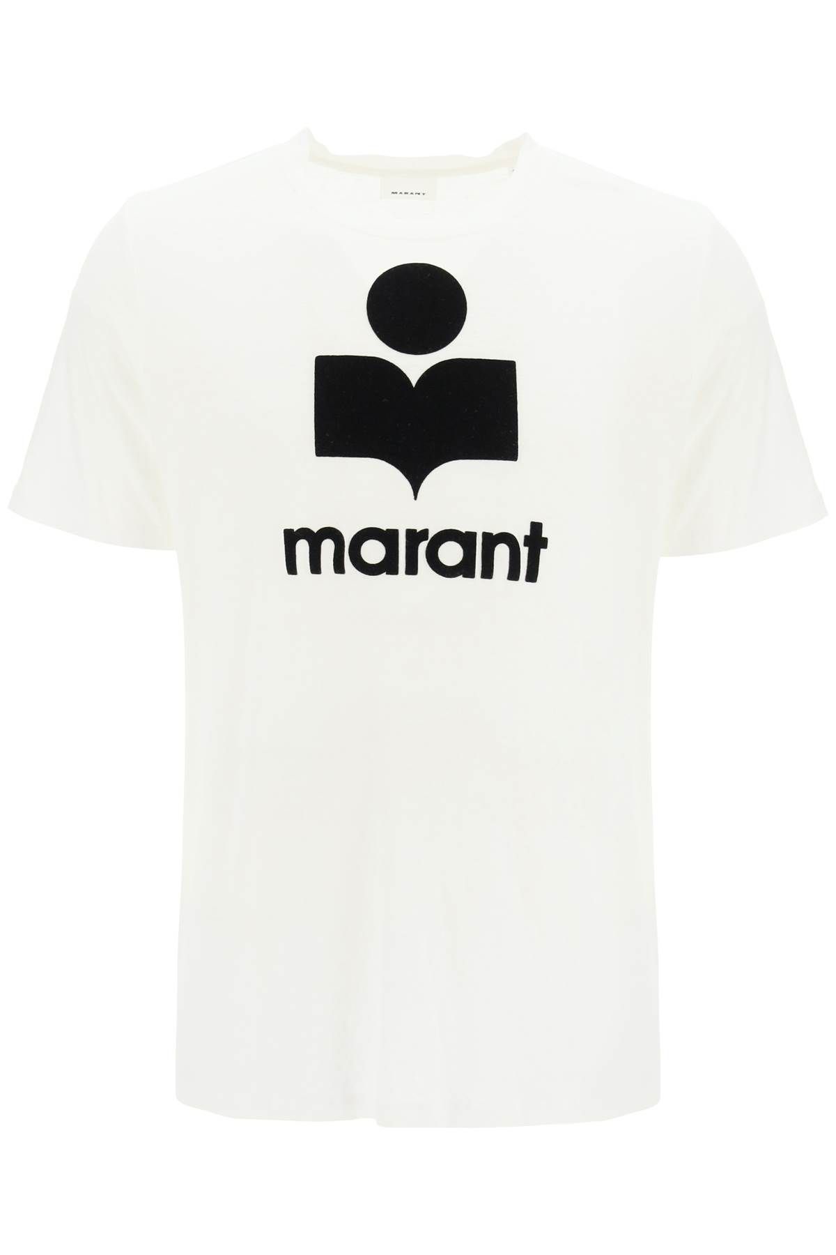 Shop Marant Karman Linen Logo T-shirt In White