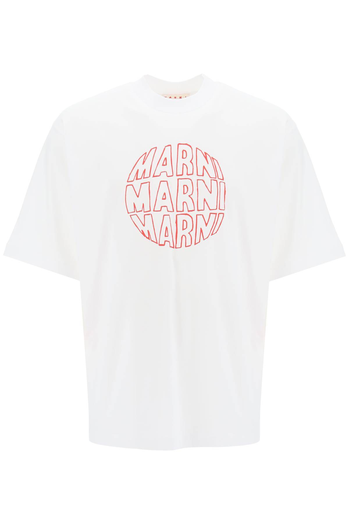 Shop Marni Outline Print T-shirt In White,red