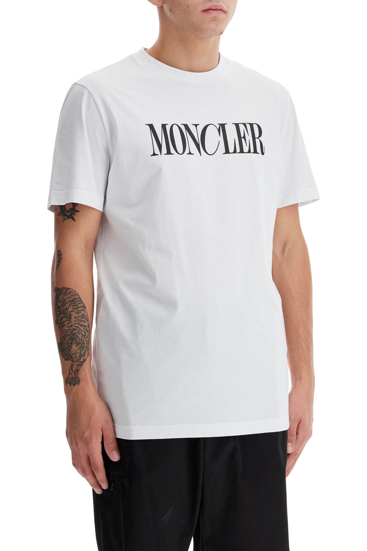 Shop Moncler Regular Fit Logo T-shirt In White