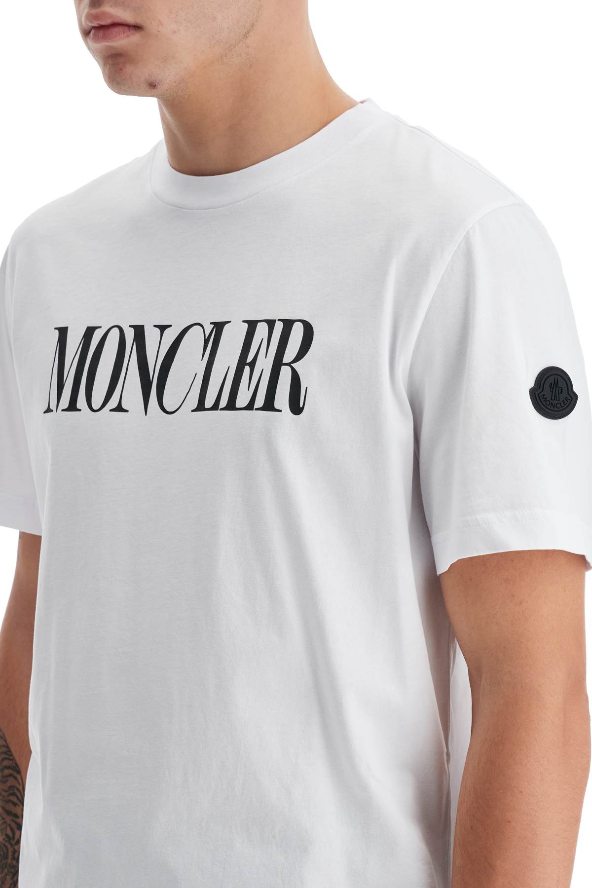 Shop Moncler Regular Fit Logo T-shirt In White