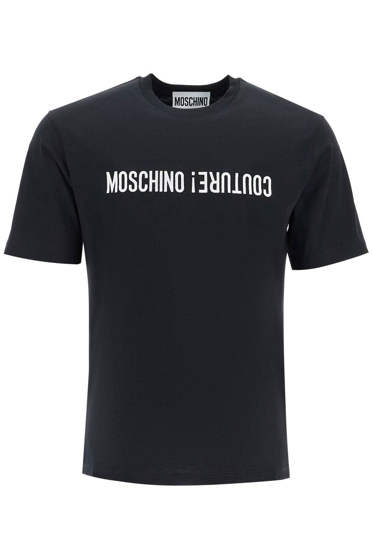 Shop Moschino T-shirt With Embroidered Lettering In Black