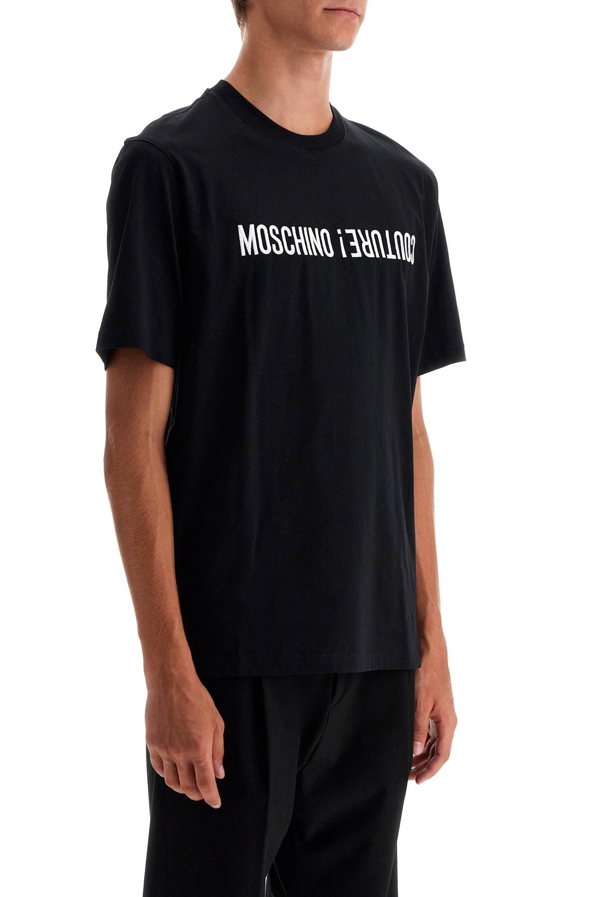 Shop Moschino T-shirt With Embroidered Lettering In Black