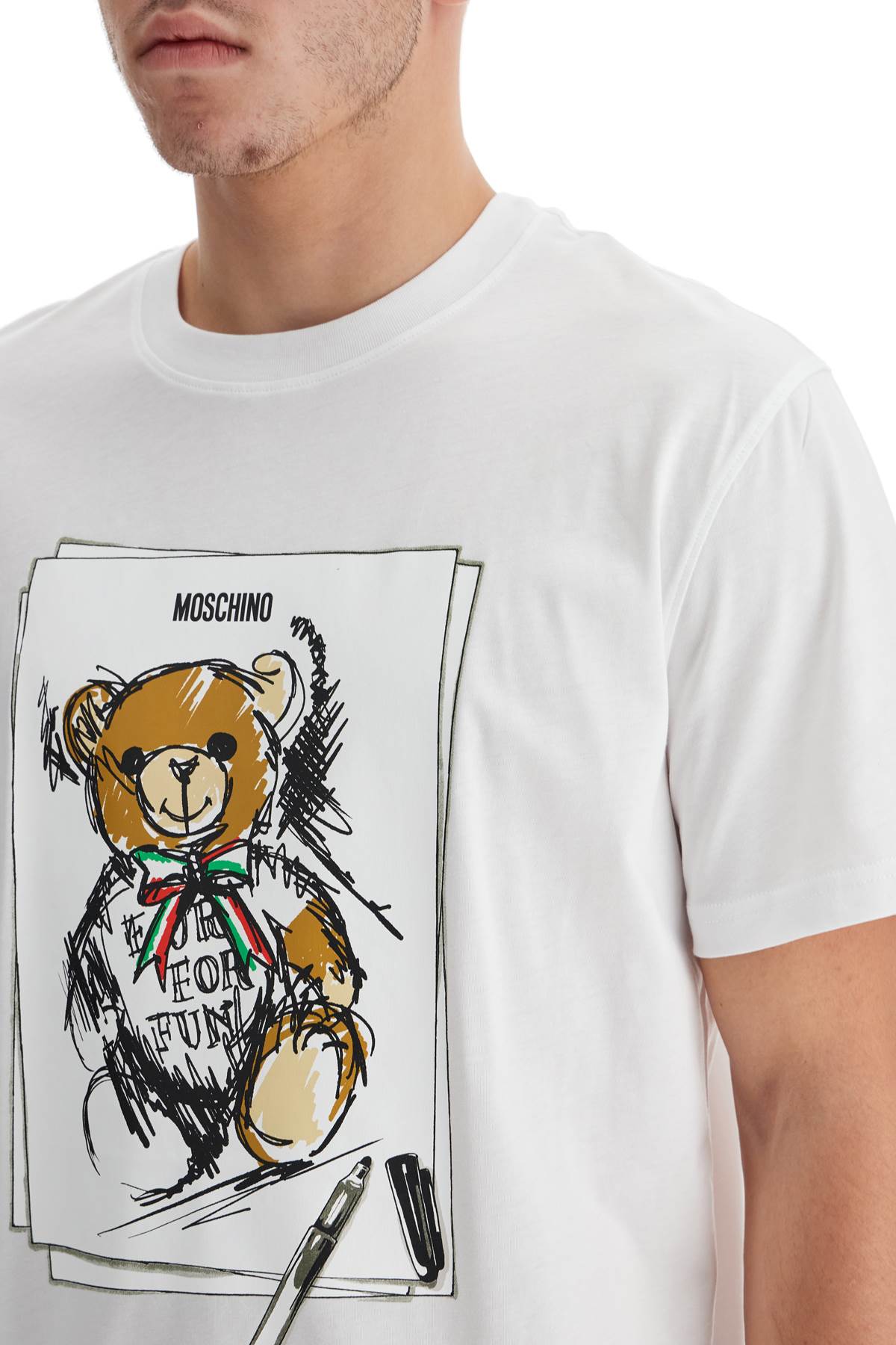 Shop Moschino Teddy Bear T-shirt In White