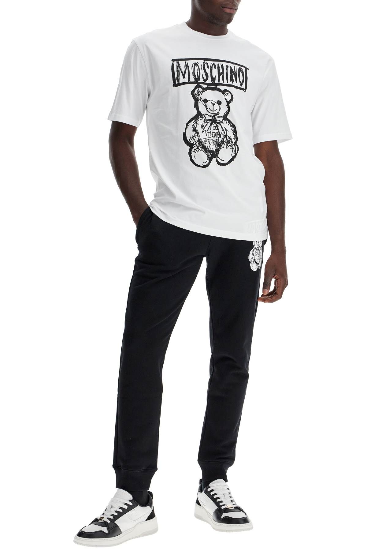 Shop Moschino 'teddy Bear Print T In White